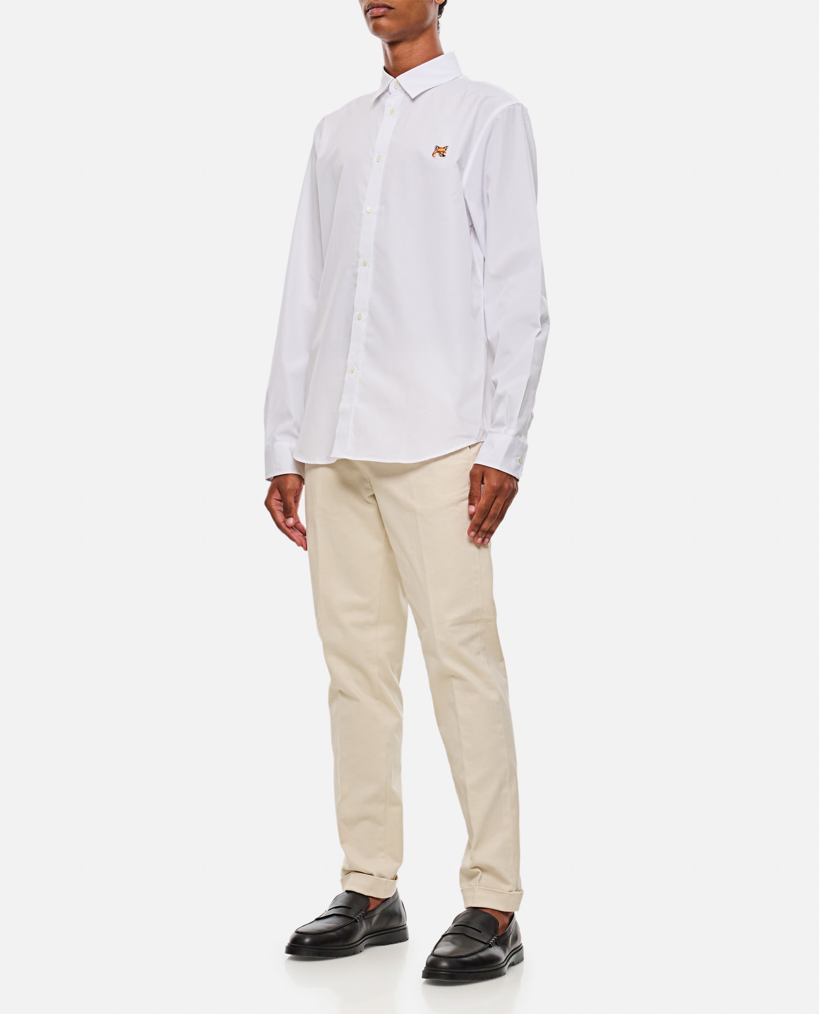 Shop Maison Kitsuné Fox Head Classic Shirt In White