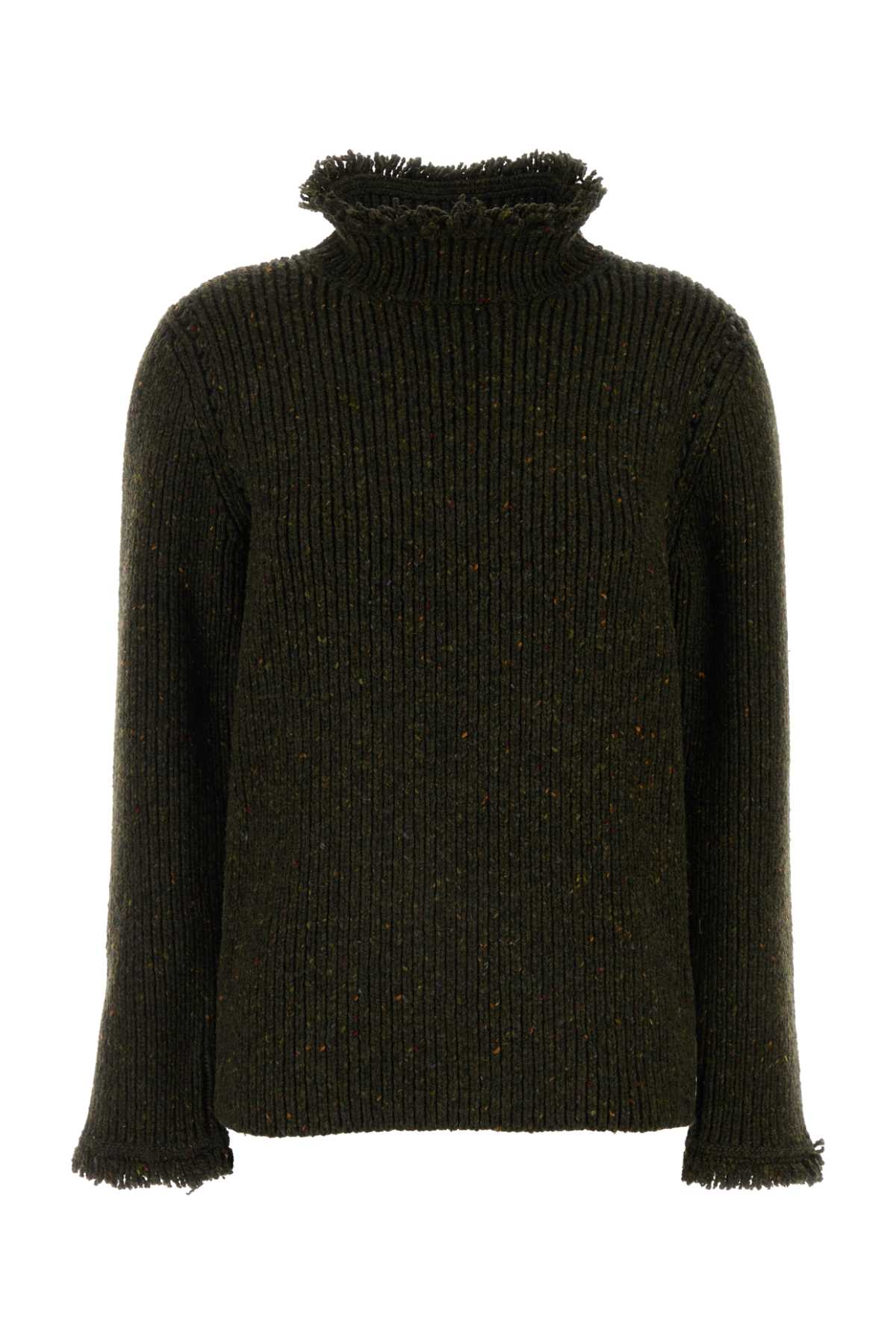 Shop Burberry Melange Bottle Green Wool Sweater In Glen