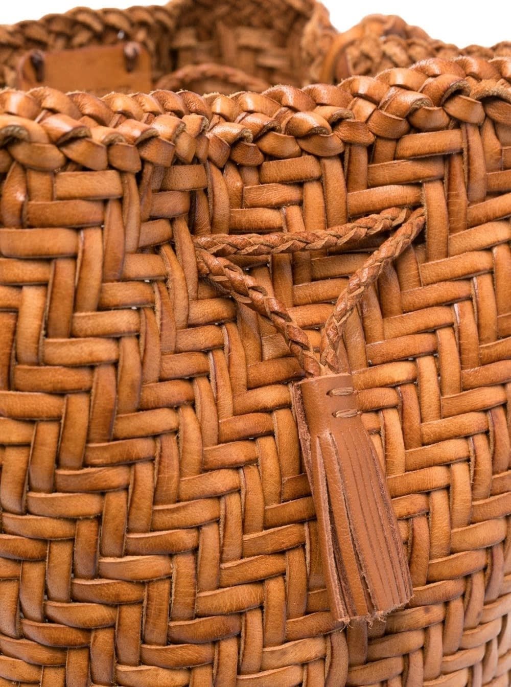 Dragon Diffusion 'pompom Double Jump' Camel Brown Bucket Bag With Shoulder Strap In Brown