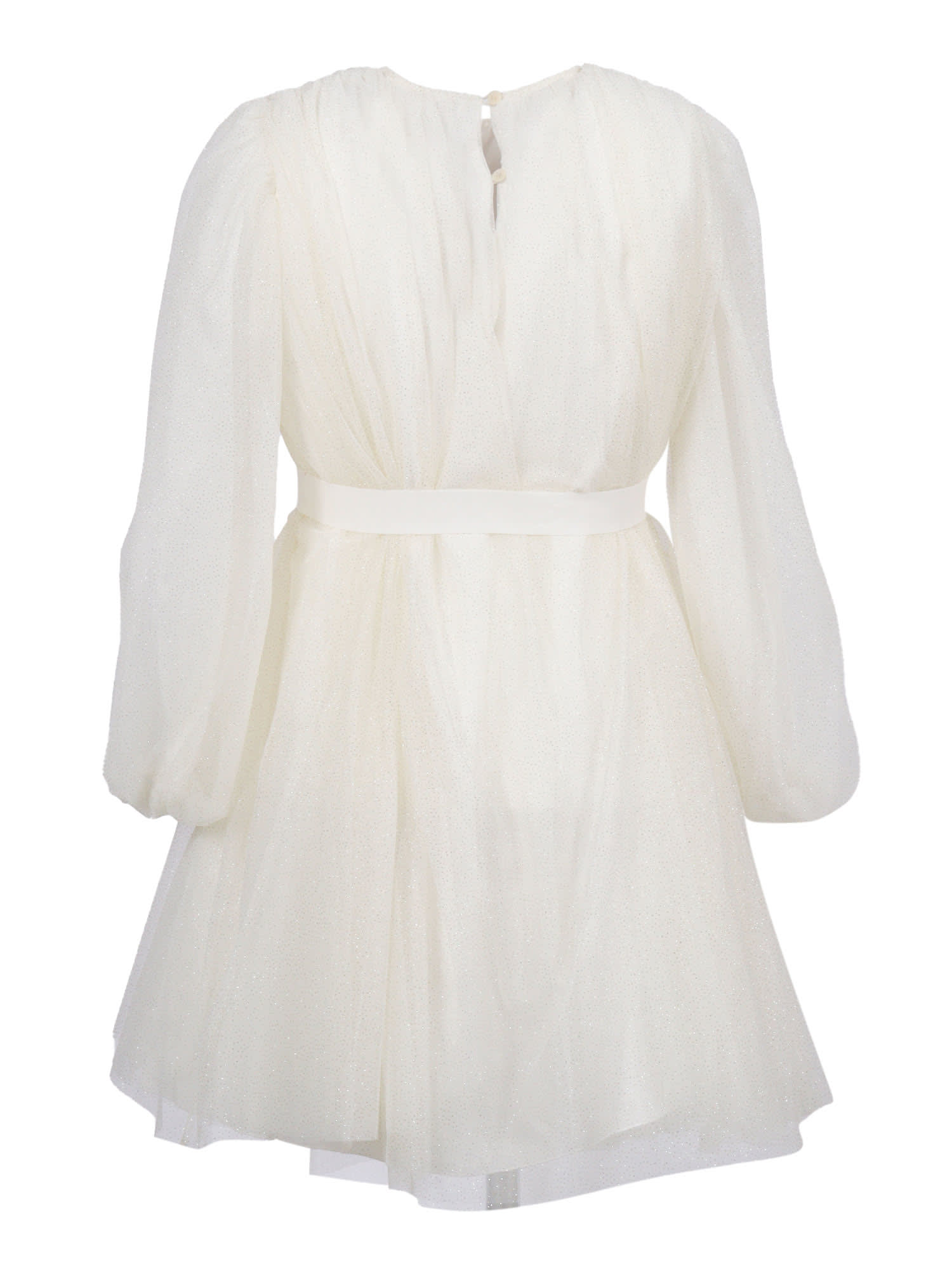 Il Gufo Long-sleeve Bow Dress In Neutral