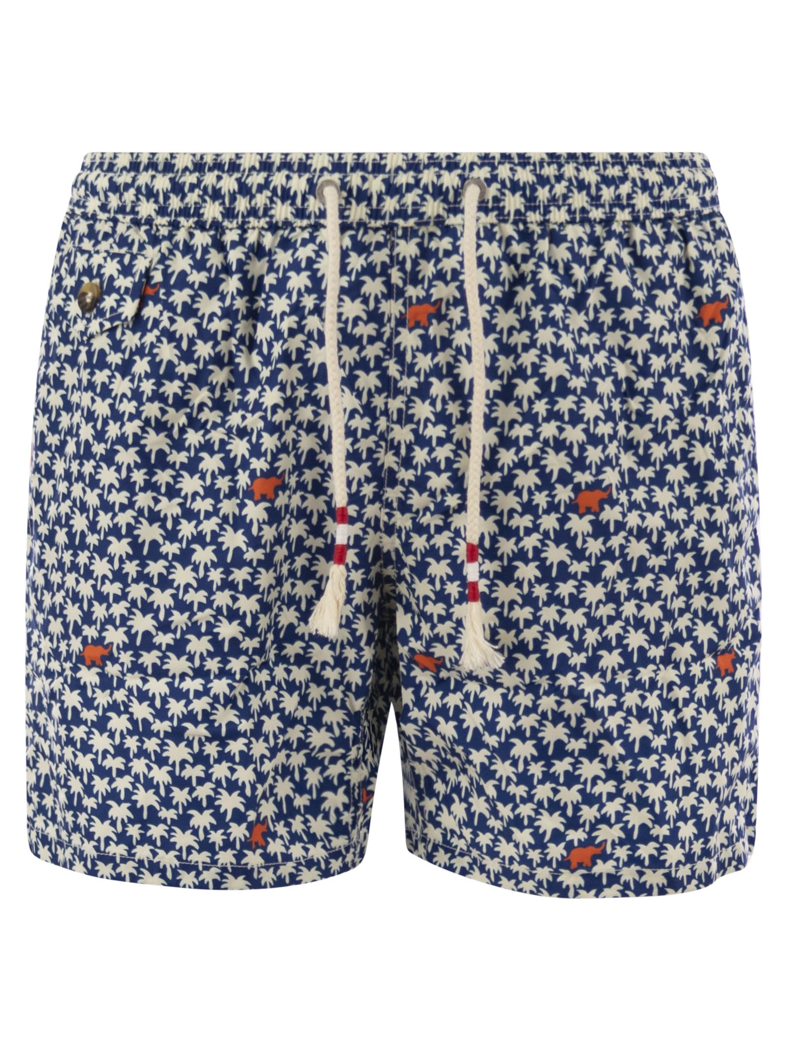 Mc2 Saint Barth Lightweight Fabric Swimming Costume With Print In Blue