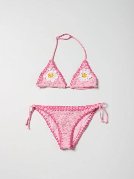 Shop Mc2 Saint Barth Bikini With Logo In Pink