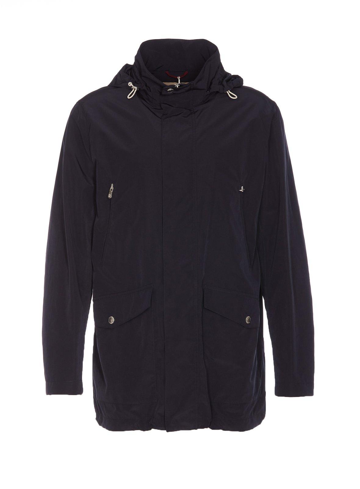 Shop Brunello Cucinelli Zip-up Hooded Jacket In Navy