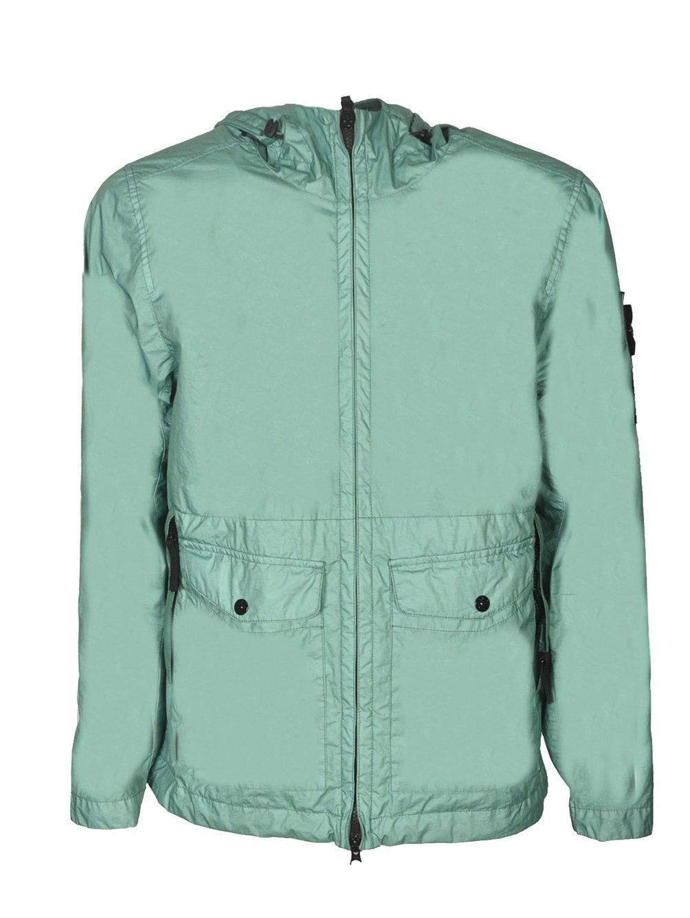 Shop Stone Island Membrana 3l Tc Zipped Hooded Jacket In Light Green