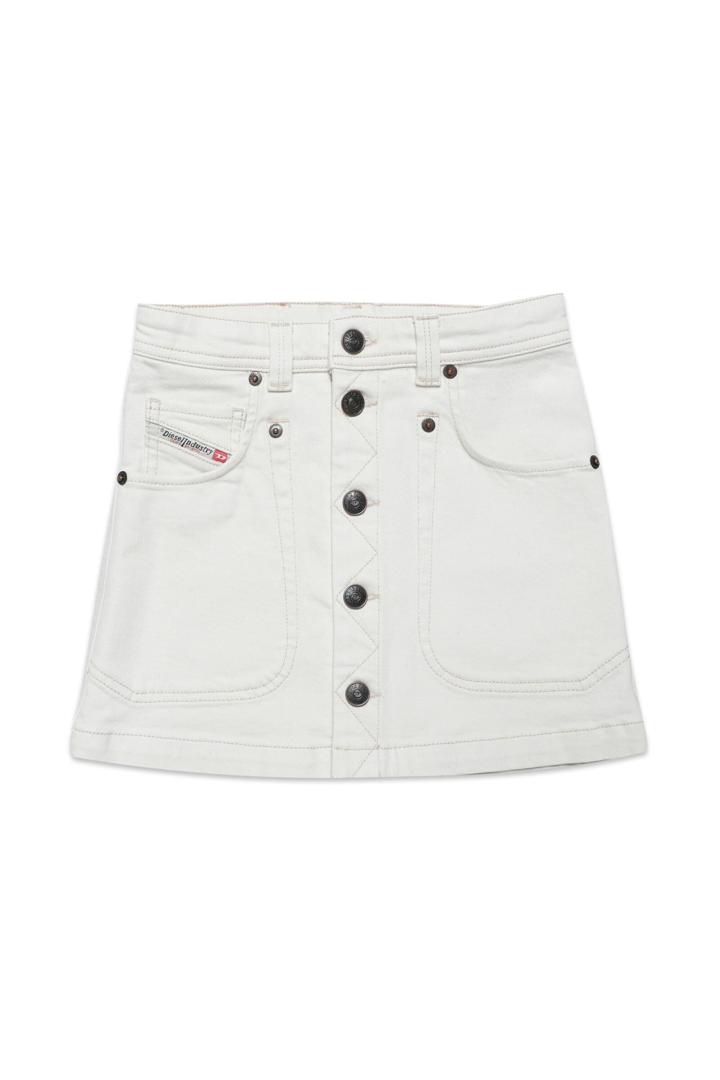 Diesel Button-down Denim Skirt In White