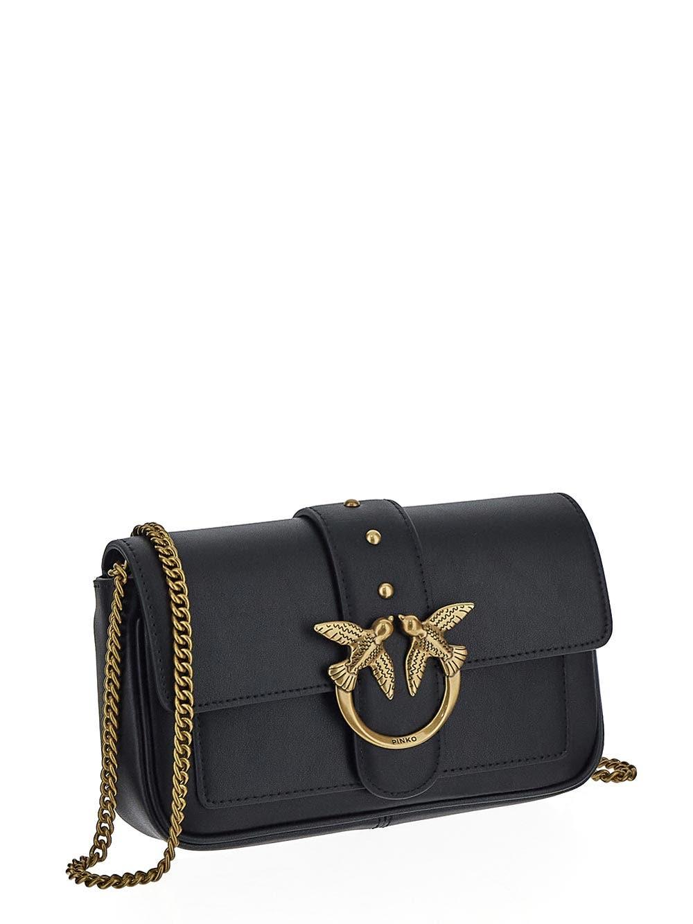 Pinko Love One Shoulder Bag In Q Nero Antique Gold