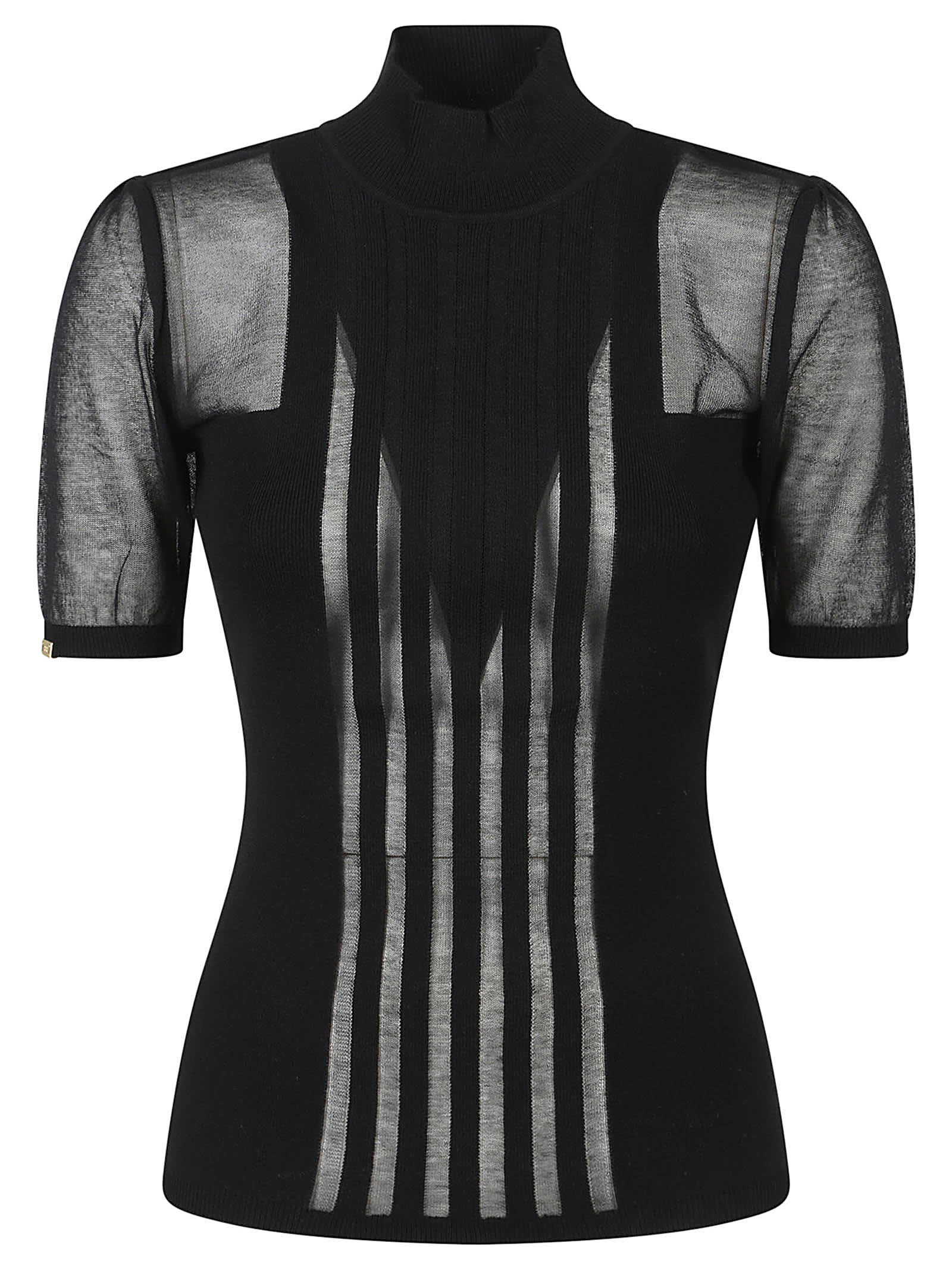Elisabetta Franchi Short Sleeve Turtle Neck Sweater