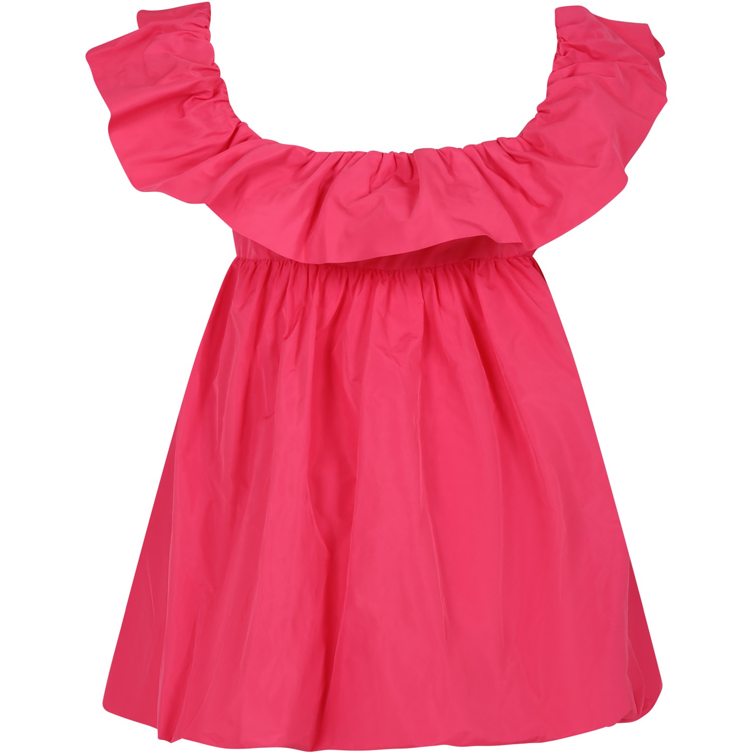 Shop Msgm Fuchsia Dress For Girl With Ruffles