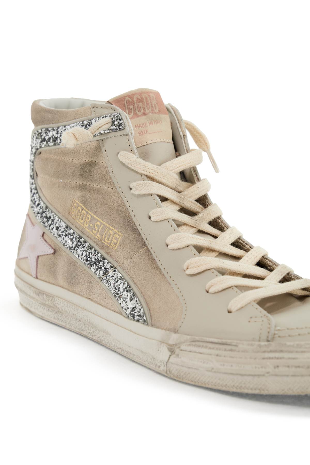 Shop Golden Goose Slide Sneakers In Seedpearl/grey Morn/orchid Hush/silver