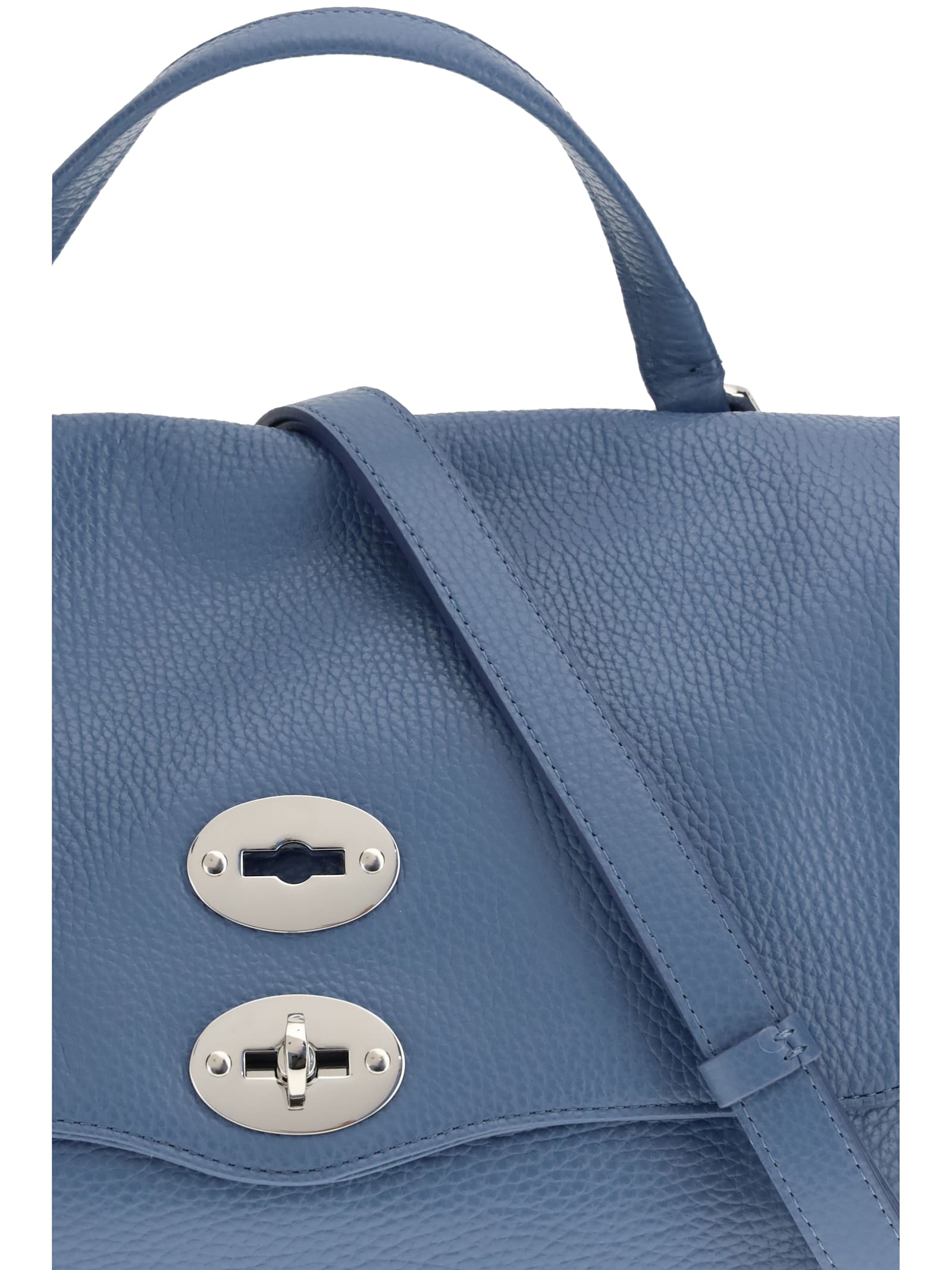 Zanellato Blue Calf Leather Bos Taurus Shoulder Bag In Blue