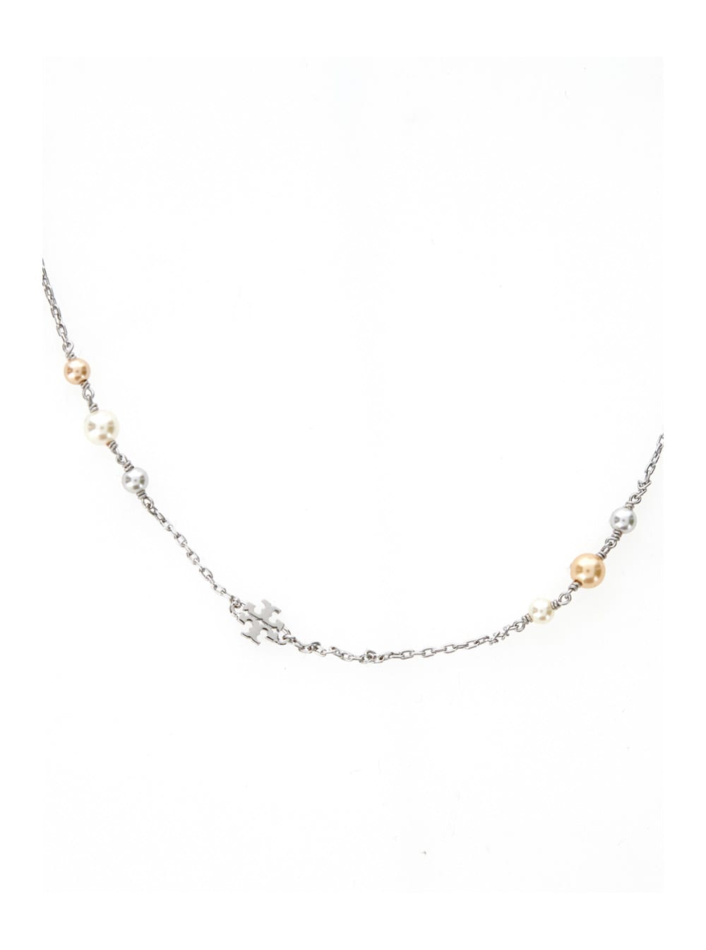 TORY BURCH KIRA METALLIC NECKLACE AND EARINGS SET WITH DOUBLE T MOTIF IN BRASS BLEND WOMAN
