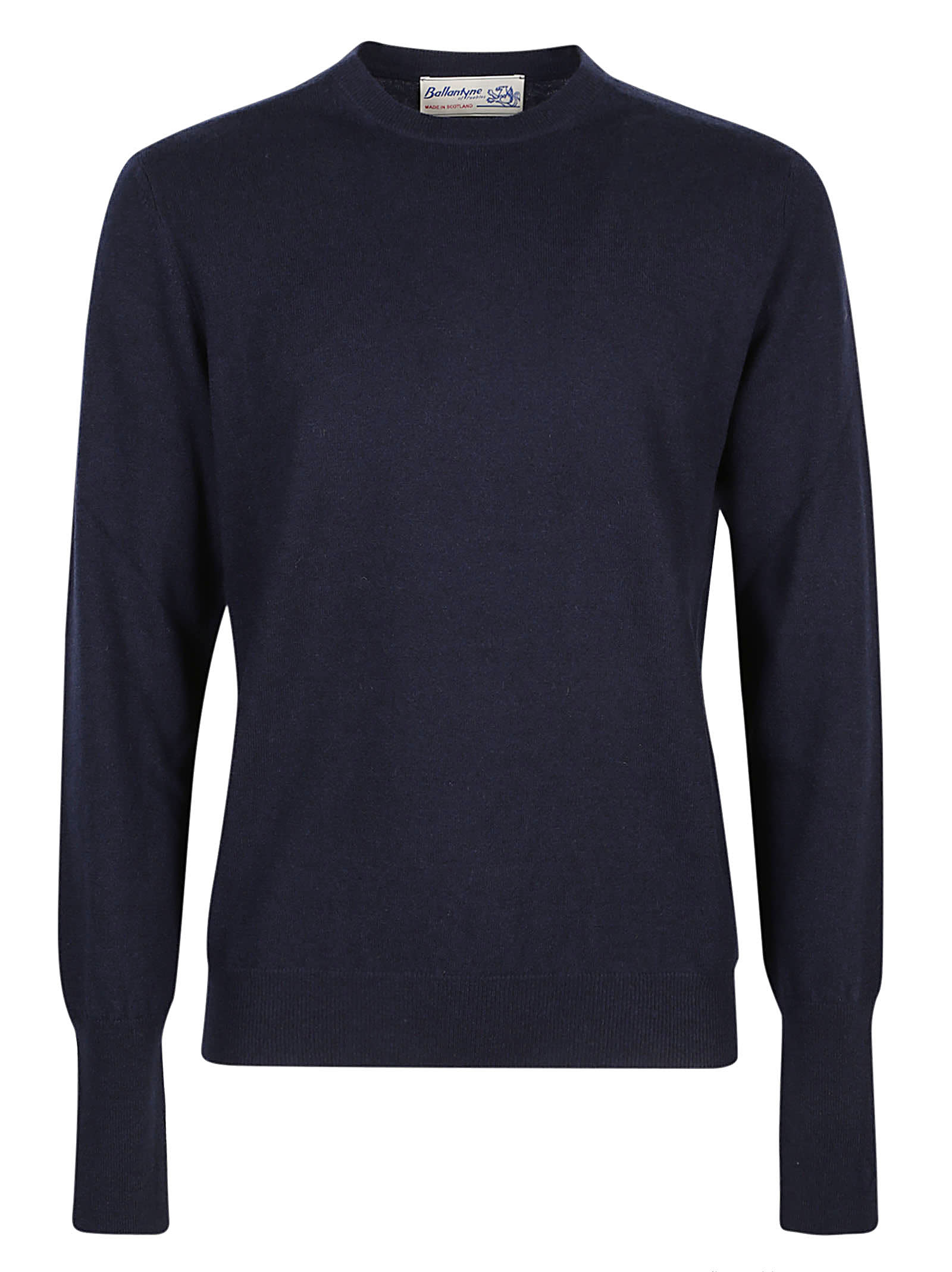 Shop Ballantyne Plain Round Neck Sweater In Navy