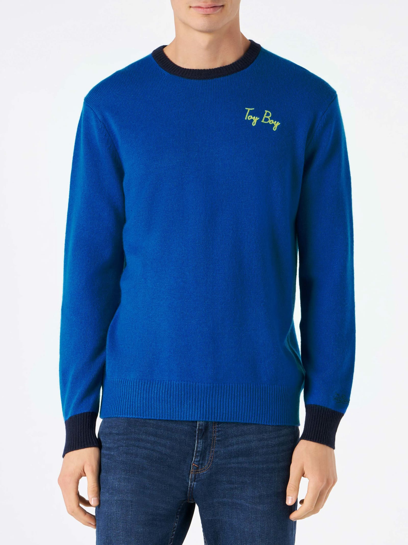 MC2 Saint Barth Crewneck Sweater Heron With Toy Boy Embroidery