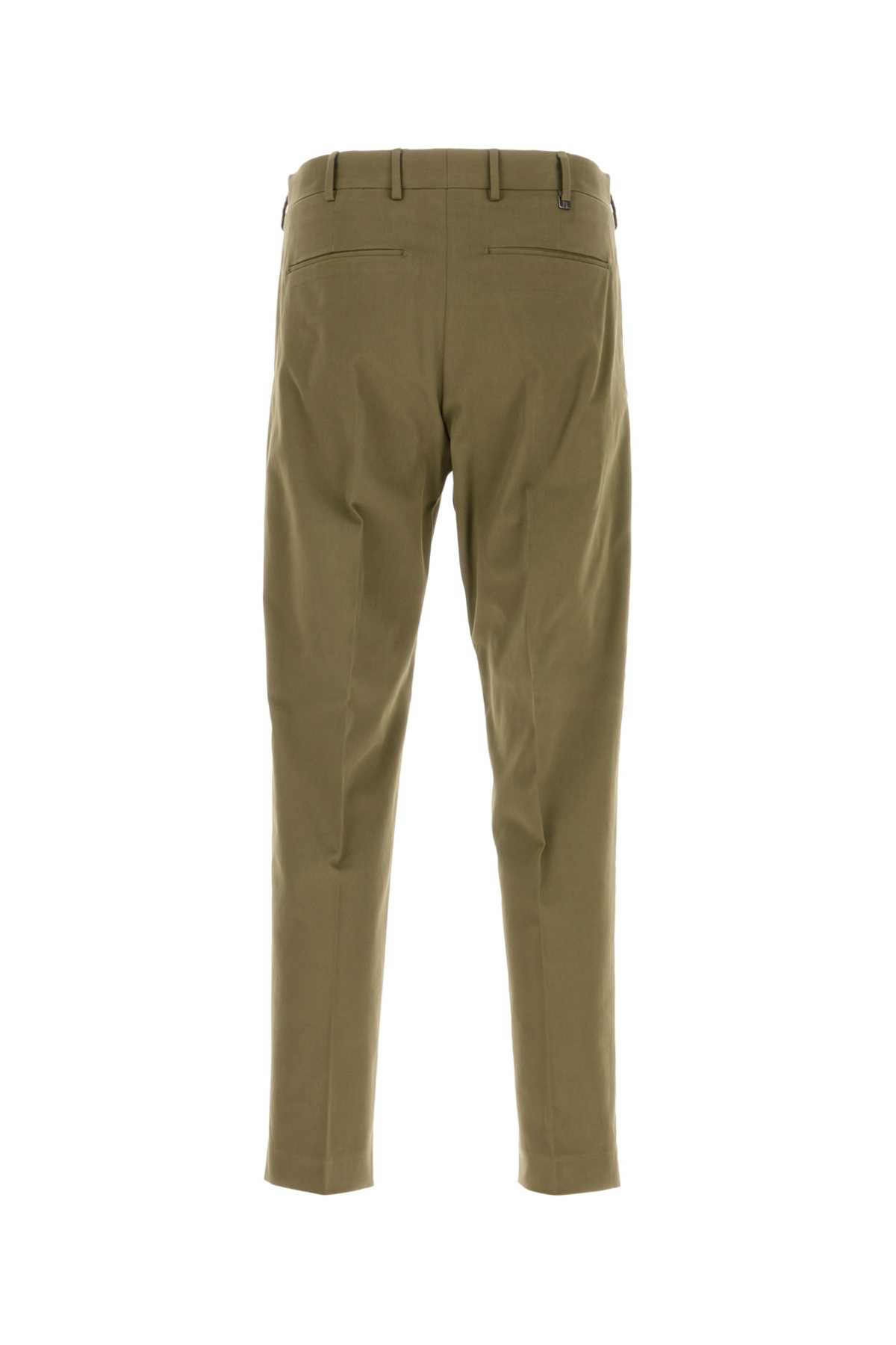Pt Torino Khaki Stretch Cotton Blend Pant In Green