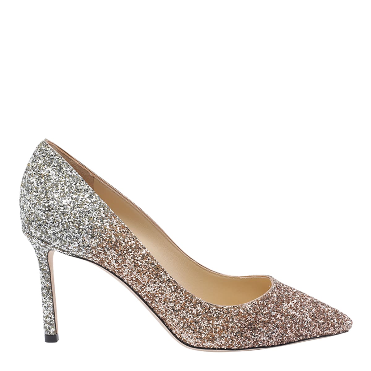 Jimmy Choo Romy Multicolor Pumps With All-over Glitters In Fabric And Leather Woman In Metallic