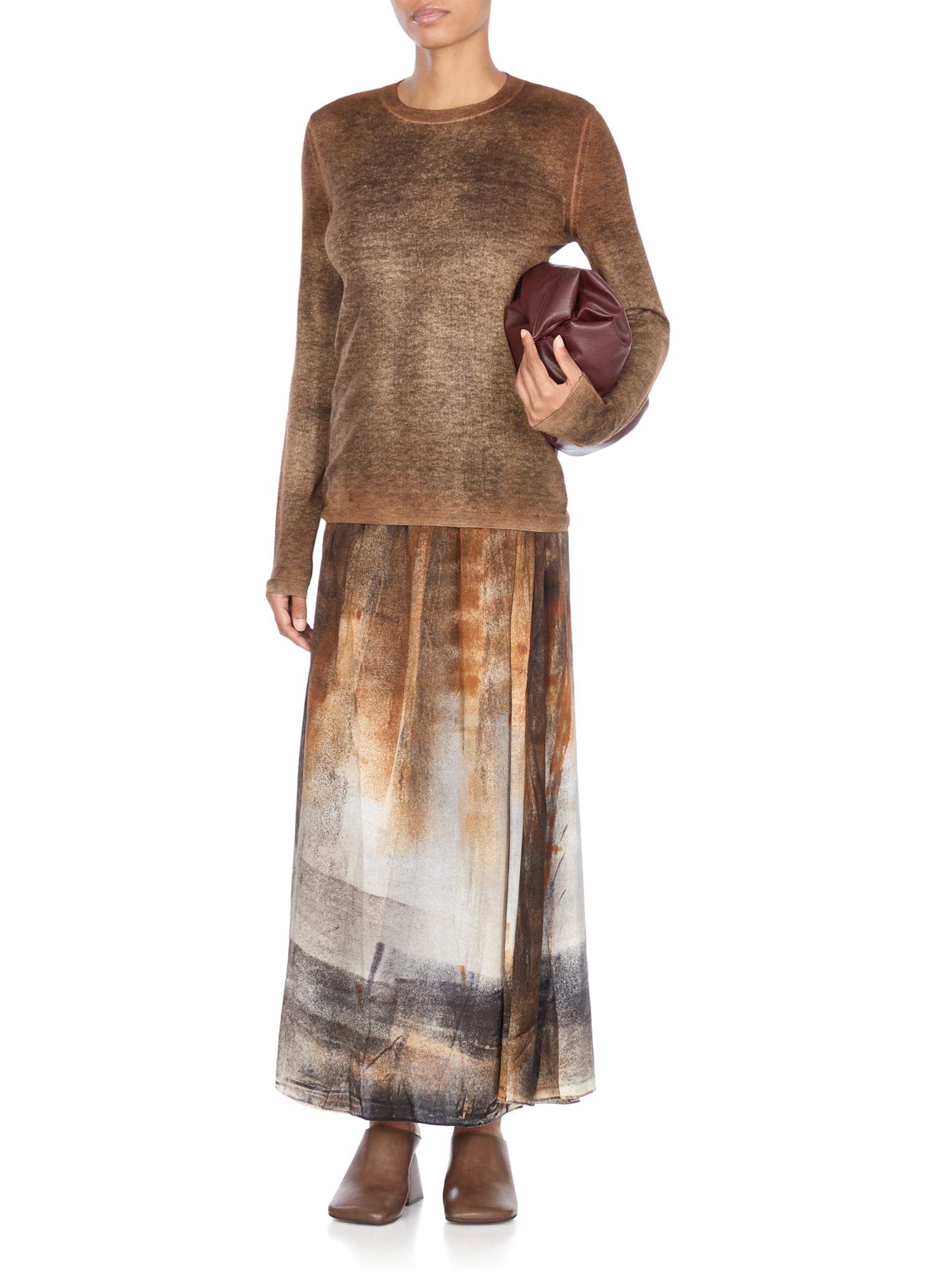 Avant Toi Graphic-print Elasticated-waist Skirt In Brown