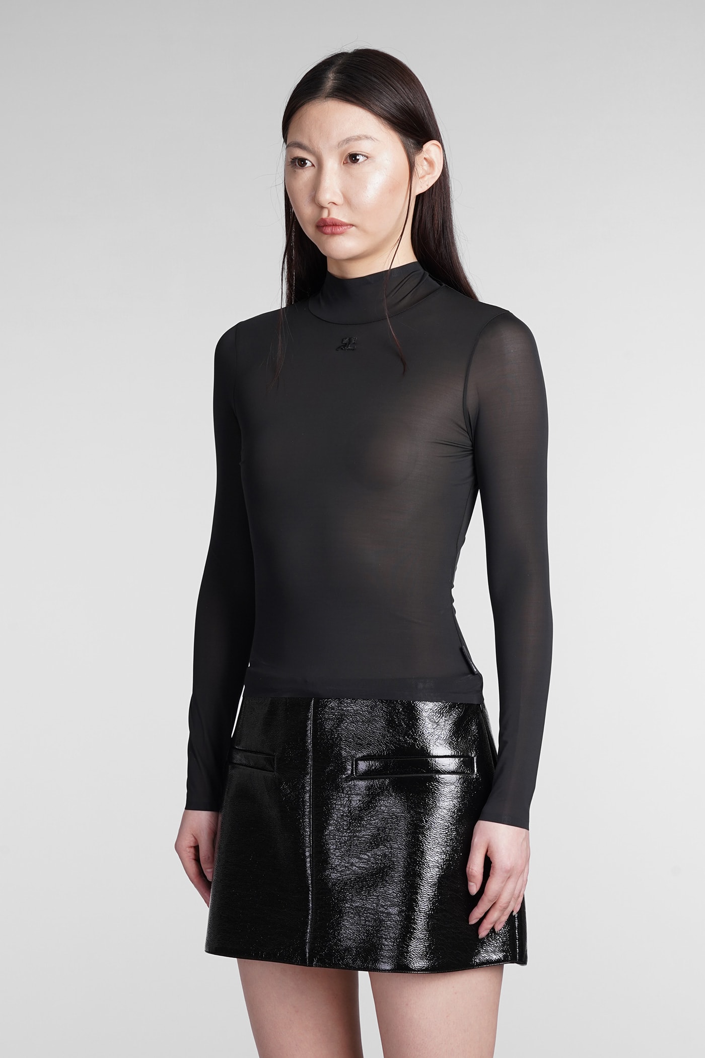 Shop Courrèges Mockneck Second Skin Top In Black
