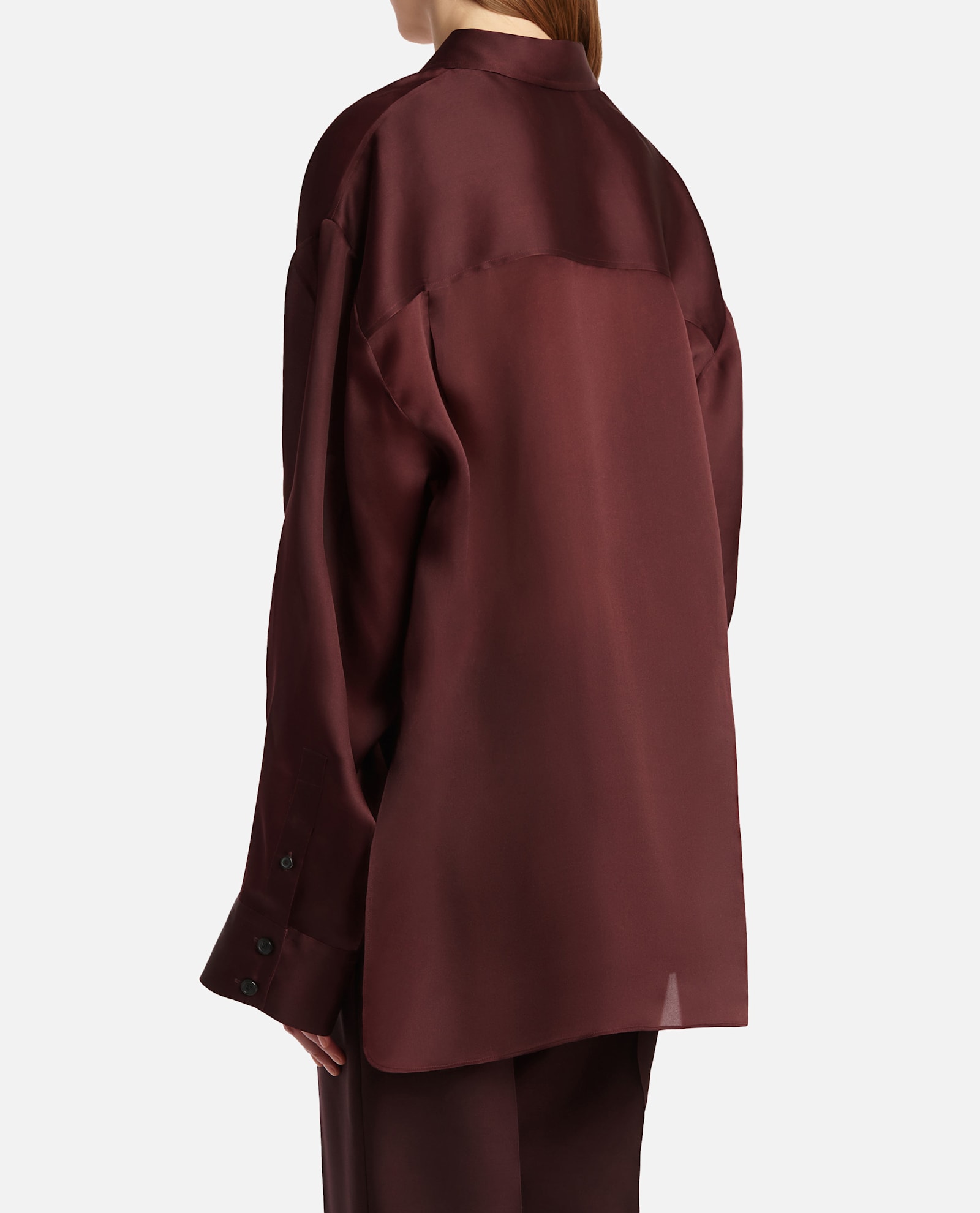 Khaite Matteo Organza Shirt In Burgundy