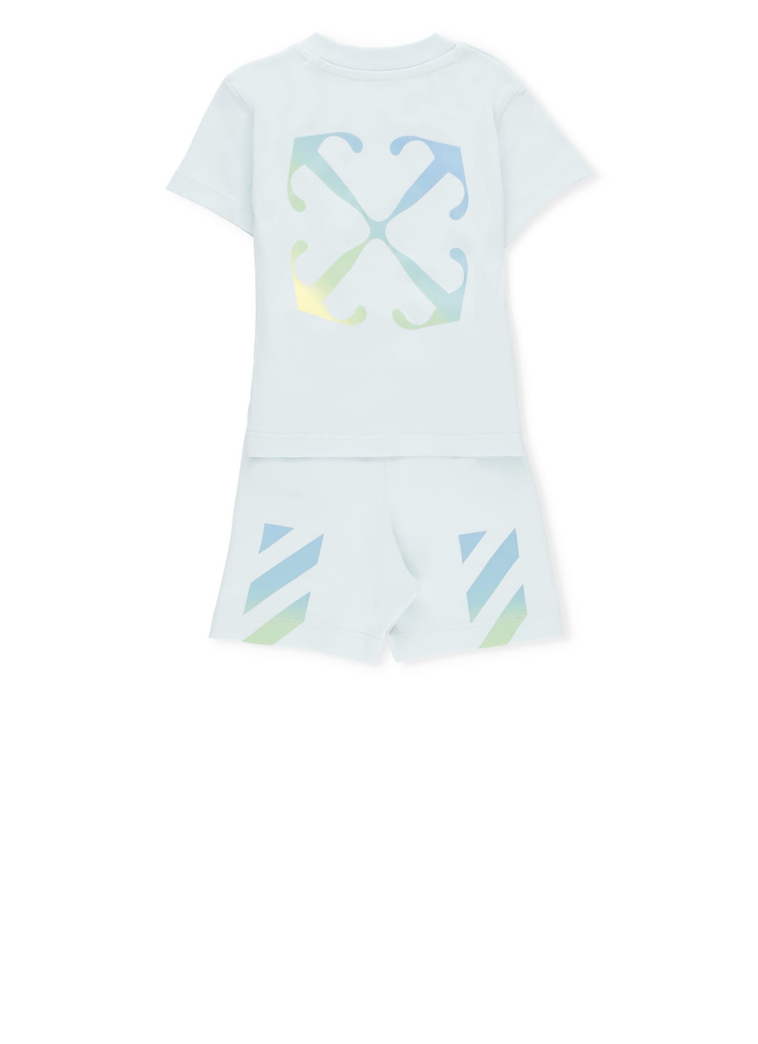 Shop Off-white Two Pieces Jumpsuit With Logo In Light Blue