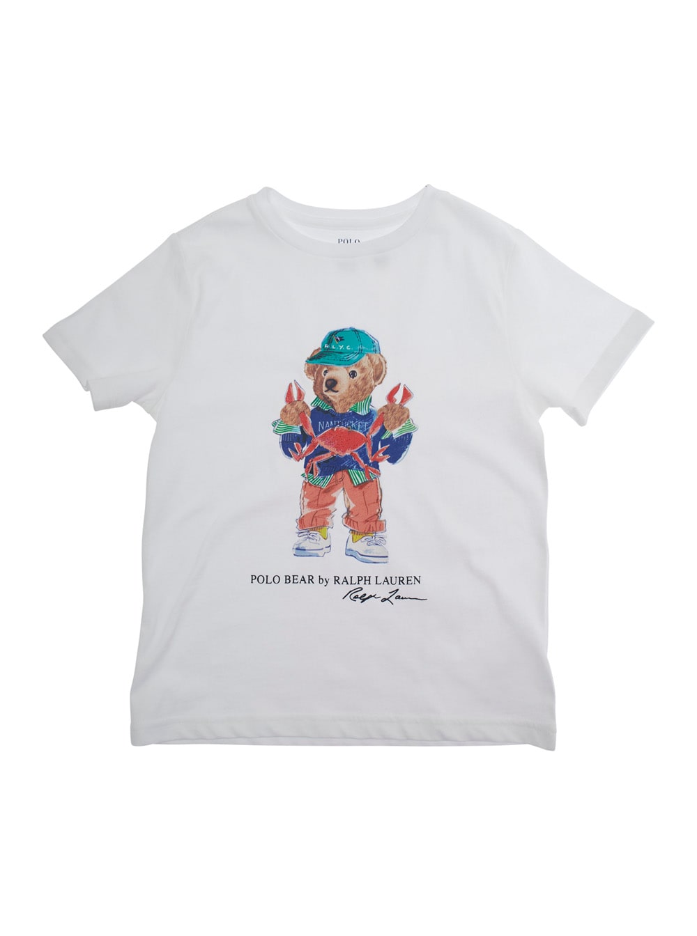 Polo Ralph Lauren White Crewneck T-shirt With Maxi Logo Print On The Front And Logo Lettering On The Front In Cotton B In White