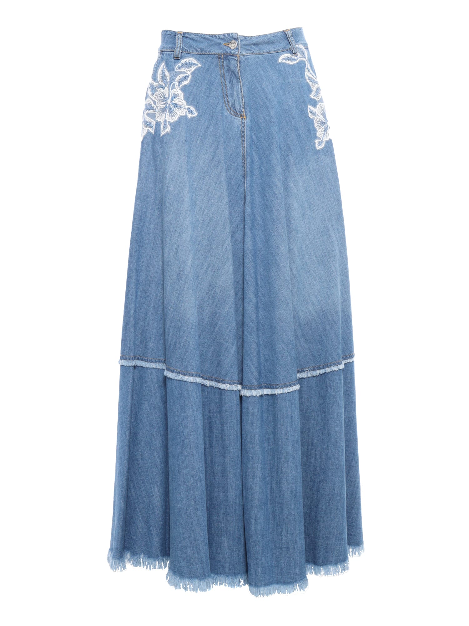 Ermanno Ermanno Scervino Long Denim Skirt In Light Blue
