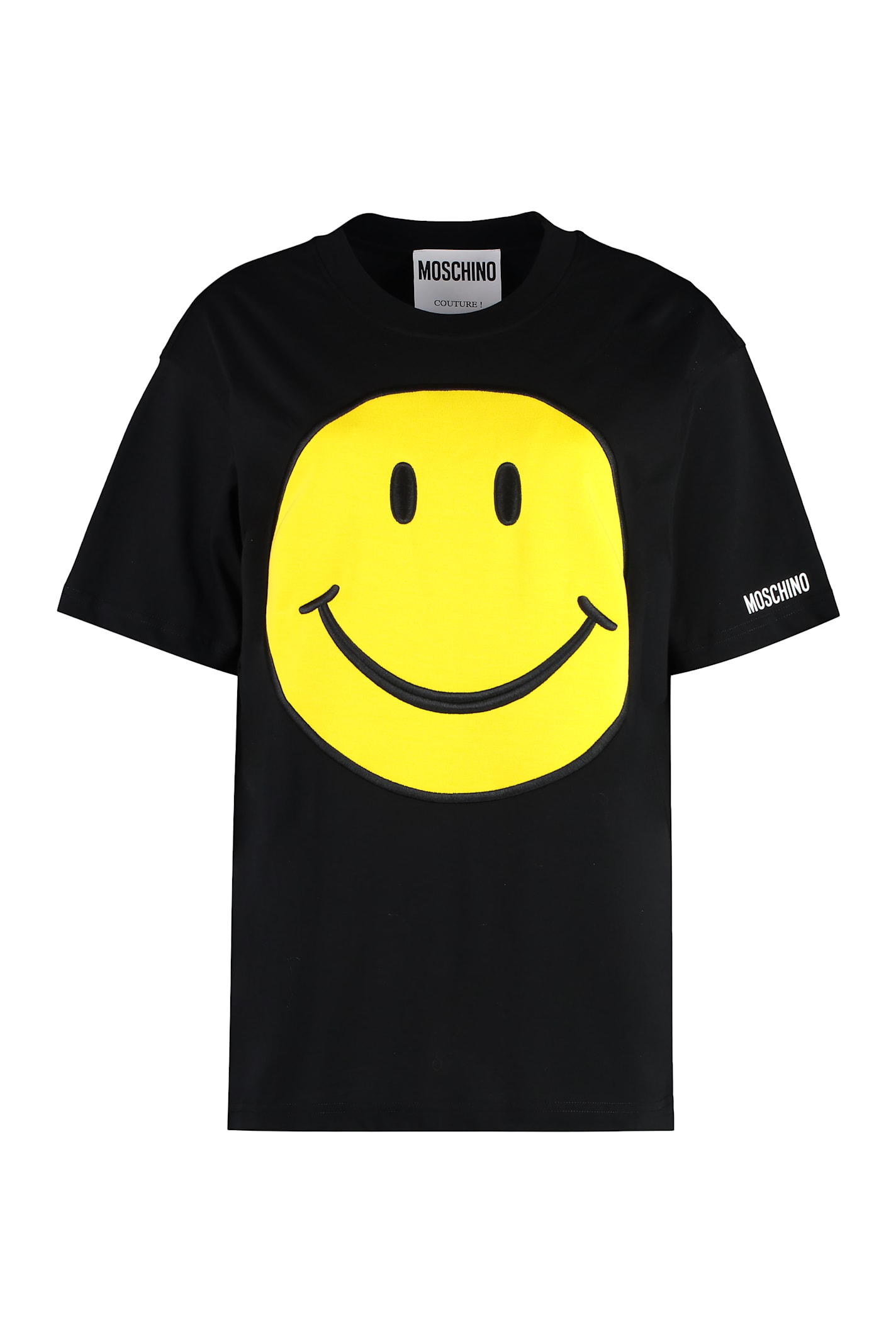 Shop Moschino Cotton Crew-neck T-shirt In Black