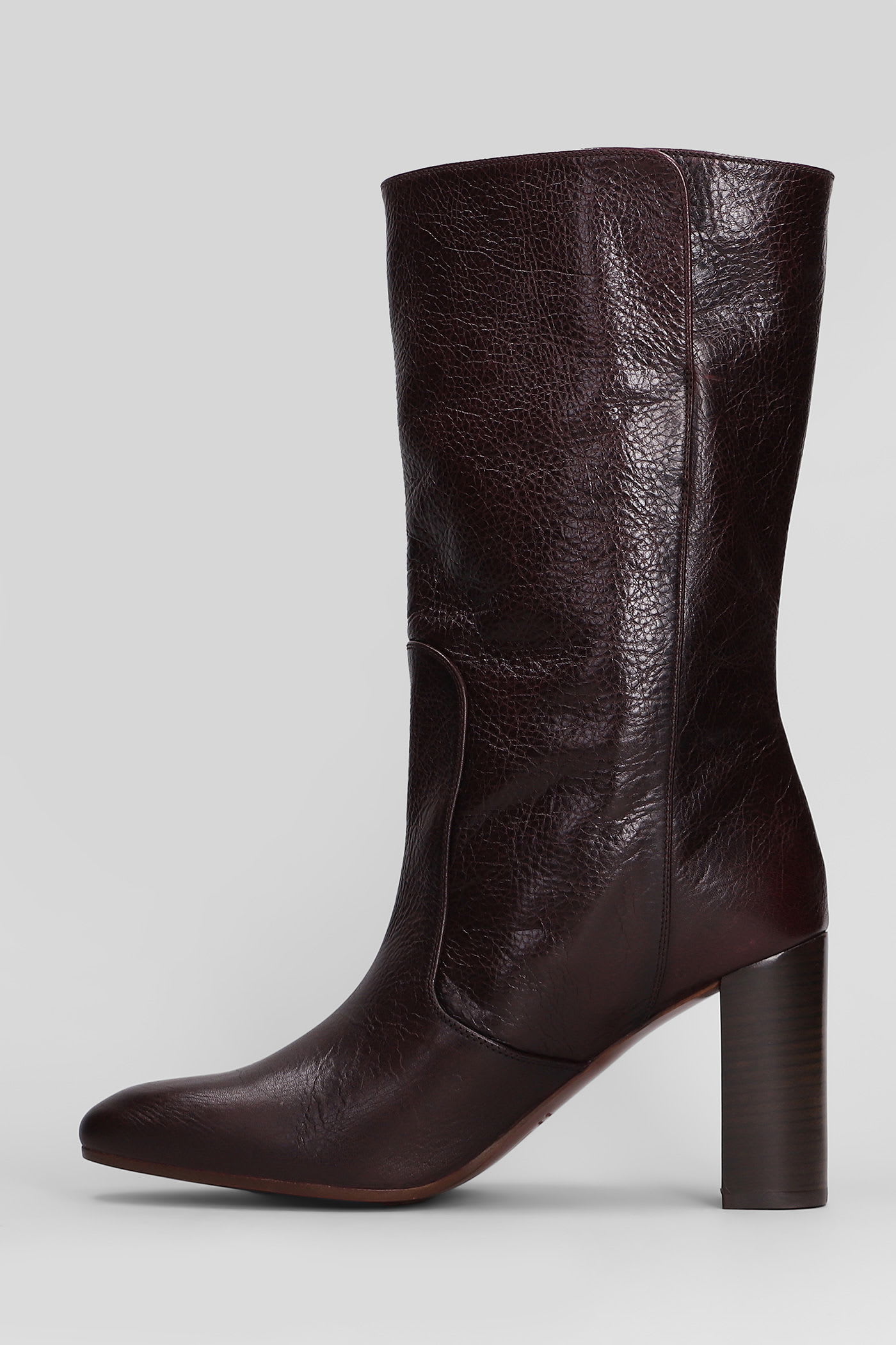 Chie Mihara Exis High Heels Ankle Boots In Bordeaux Leather In Multi