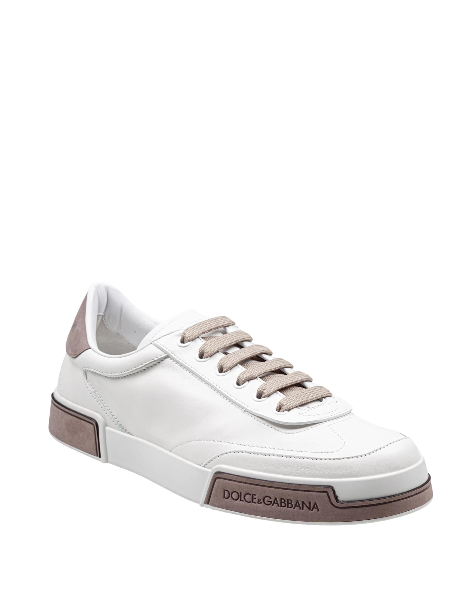Dolce & Gabbana Portofino Yatch Sneakers In Calfskin Color White And Dove Grey In White