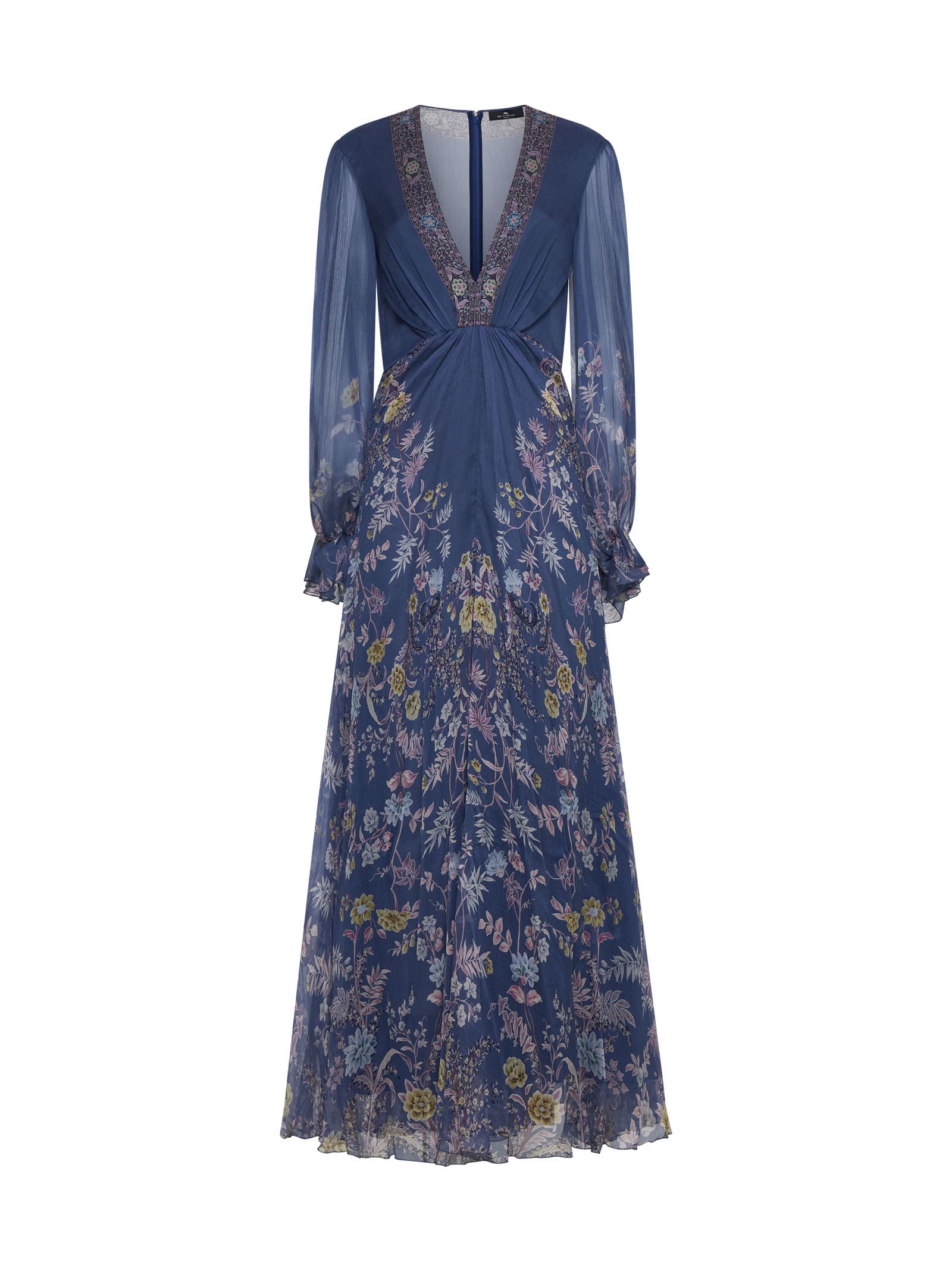 Shop Etro Dress In Stampa F.do Blu