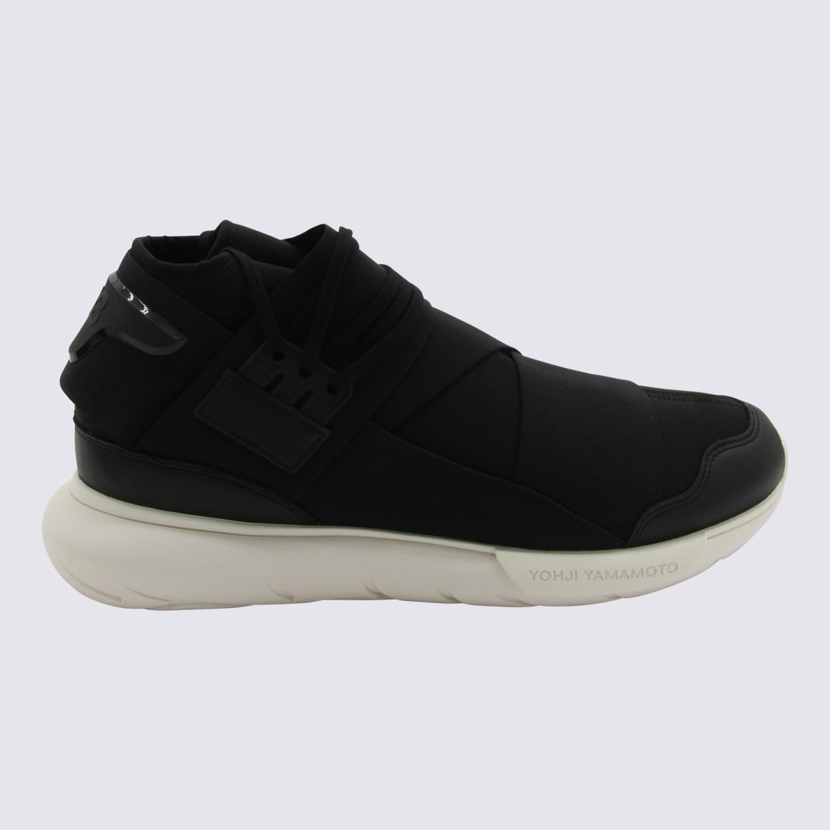 Shop Y-3 Black And Off White Qasa Sneakers In Black/black/off White