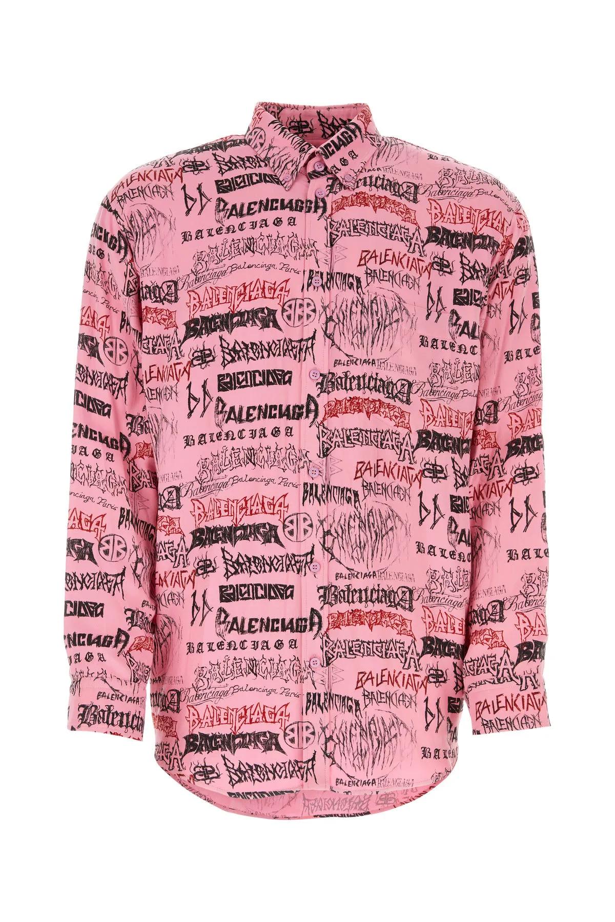 Shop Balenciaga Printed Viscose Oversize Shirt