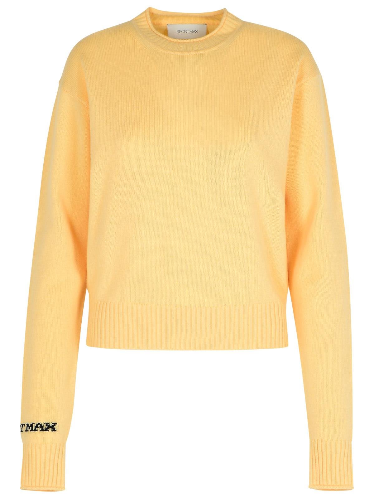 Shop Sportmax Crewneck Long-sleeved Jumper In Yellow