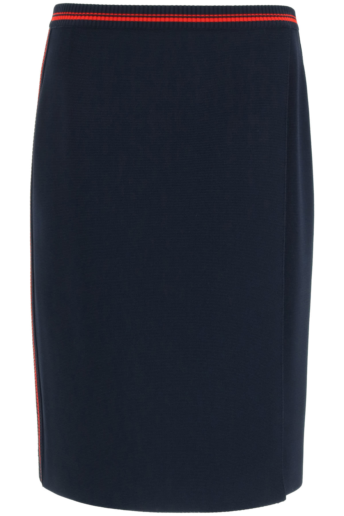 Miu Miu Flared Stripe-detail Knit Skirt In Blu Rosso (blue)