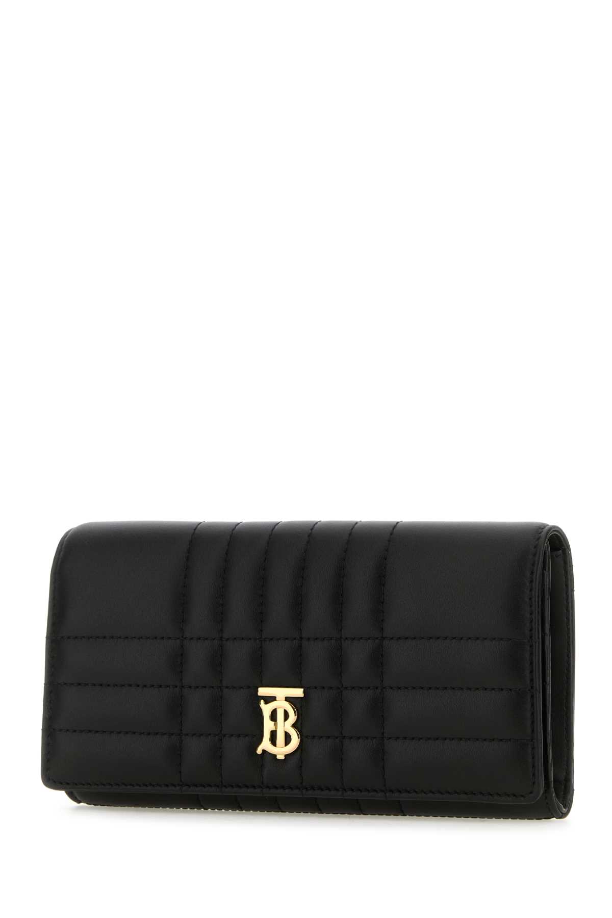 Burberry Black Nappa Leather Lola Wallet In Blacklightgold