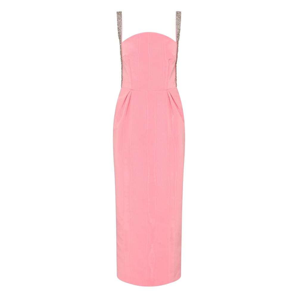 Rebecca Vallance Womens Pink Amaro Diamante-embellished Crepe Midi Dress