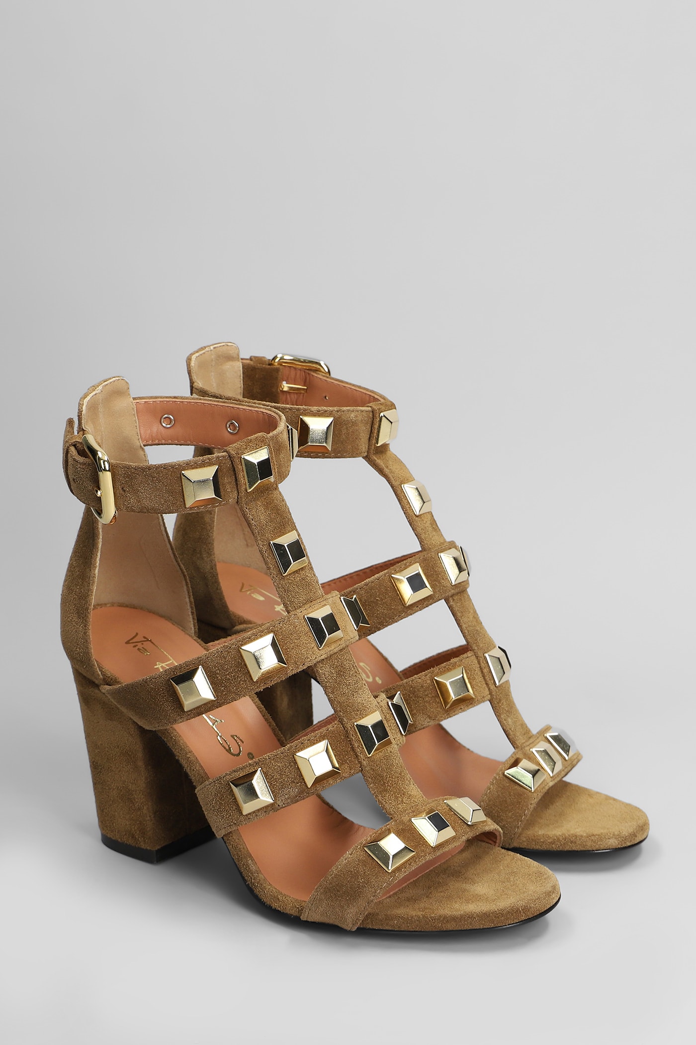 Shop Via Roma 15 Sandals In Leather Color Suede
