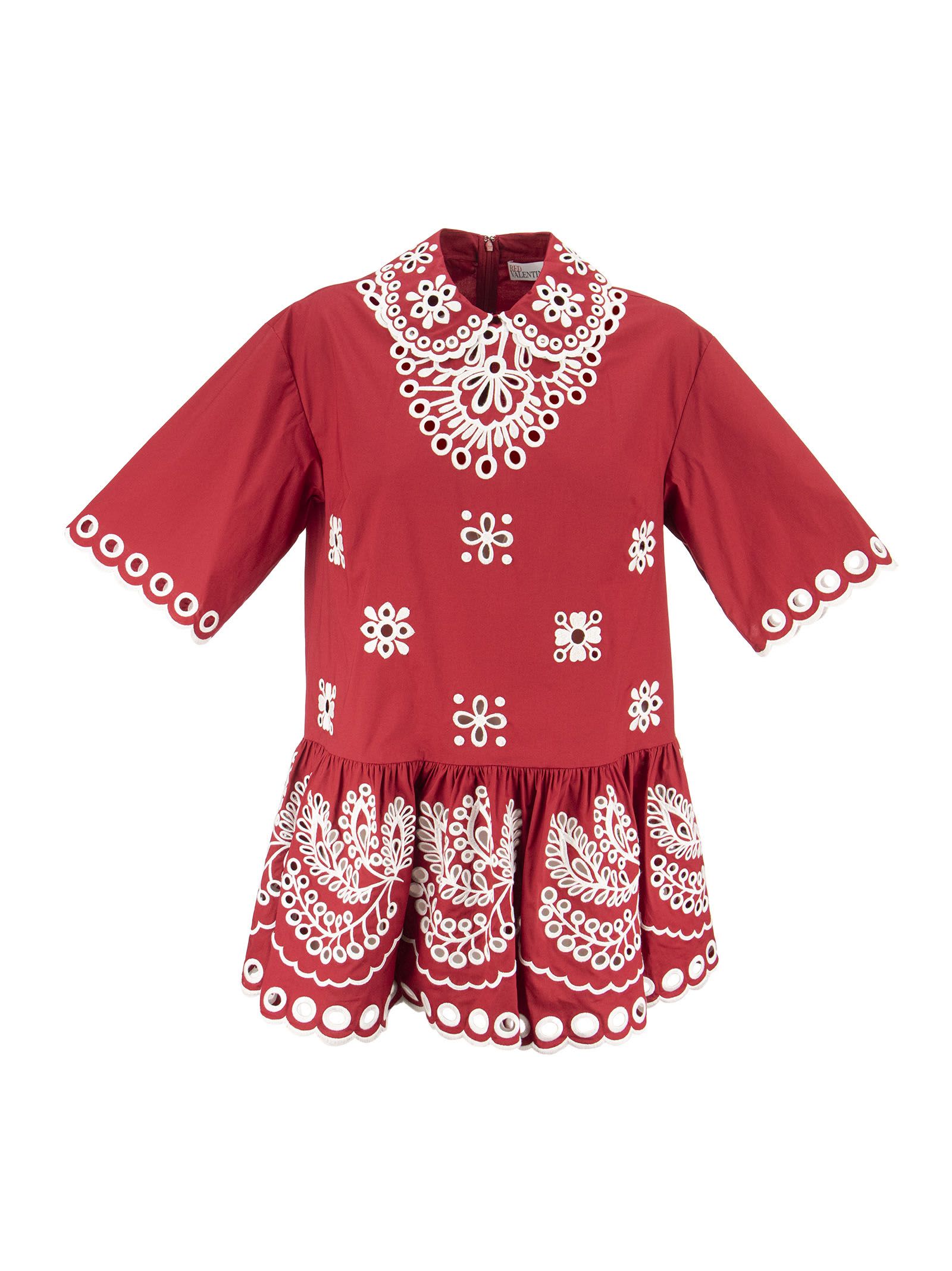 RED Valentino Cotton Top With Sangallo Embroidery