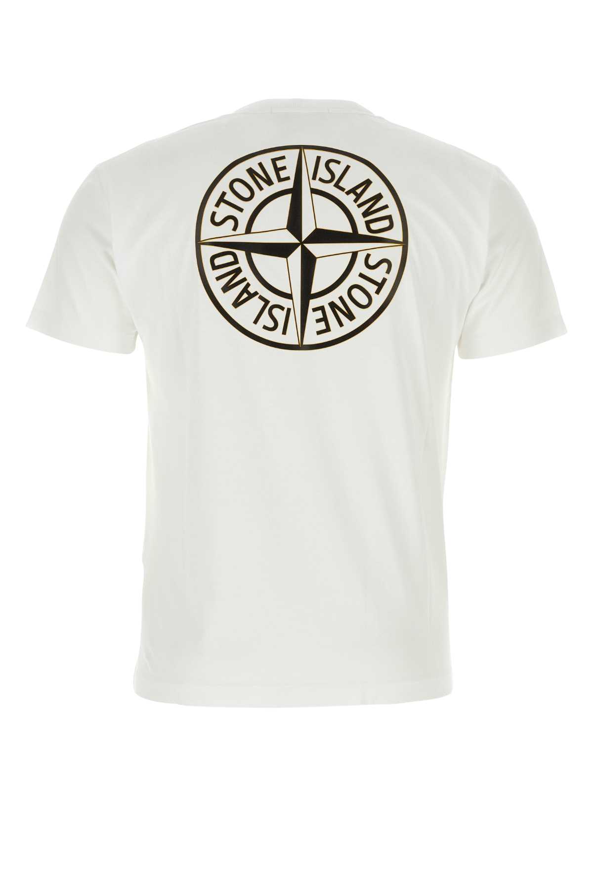 Shop Stone Island White Cotton T-shirt