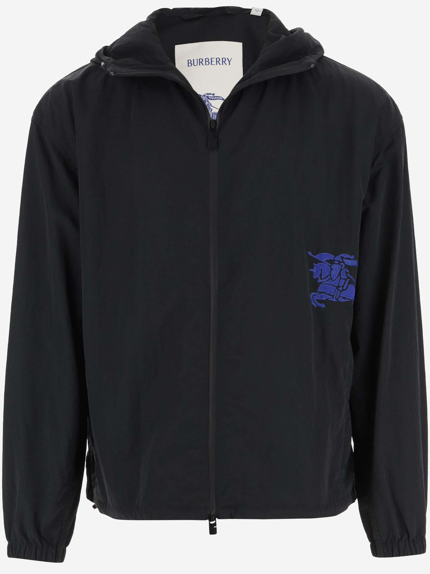 Burberry Ekd Patch Windbreaker Jacket In Black