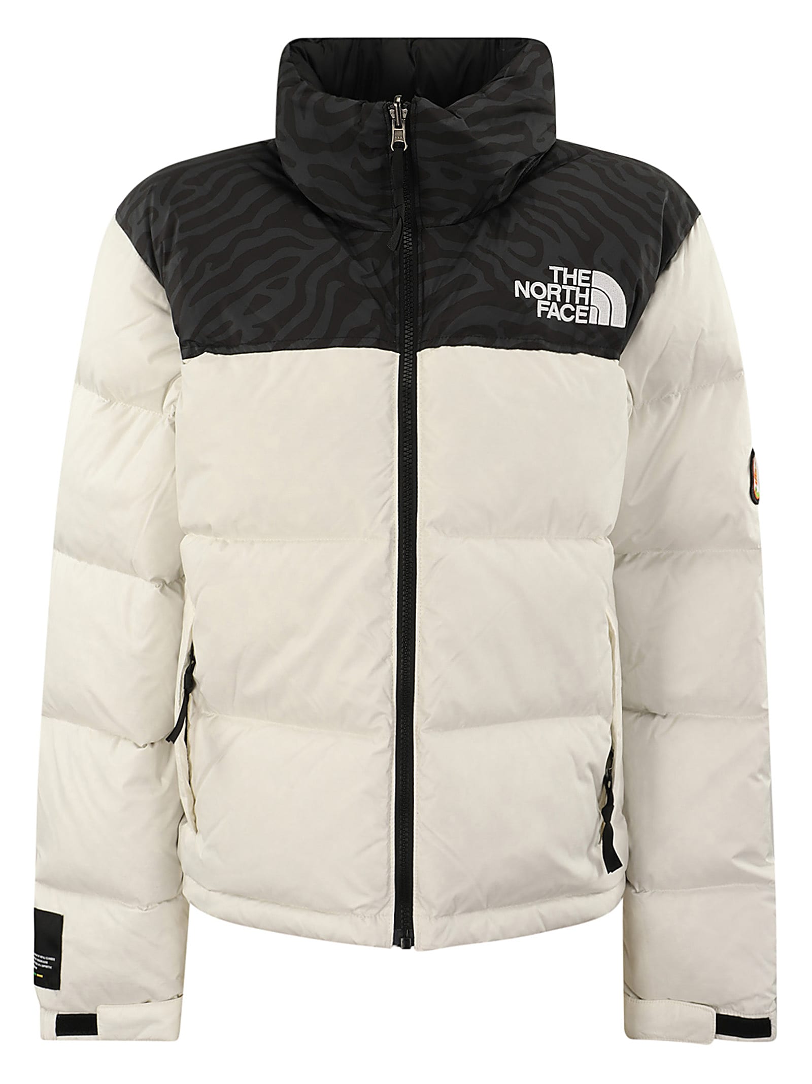 Shop The North Face W 1996 Retro Nuptse Jacket In White Dune/tnf Black Tn