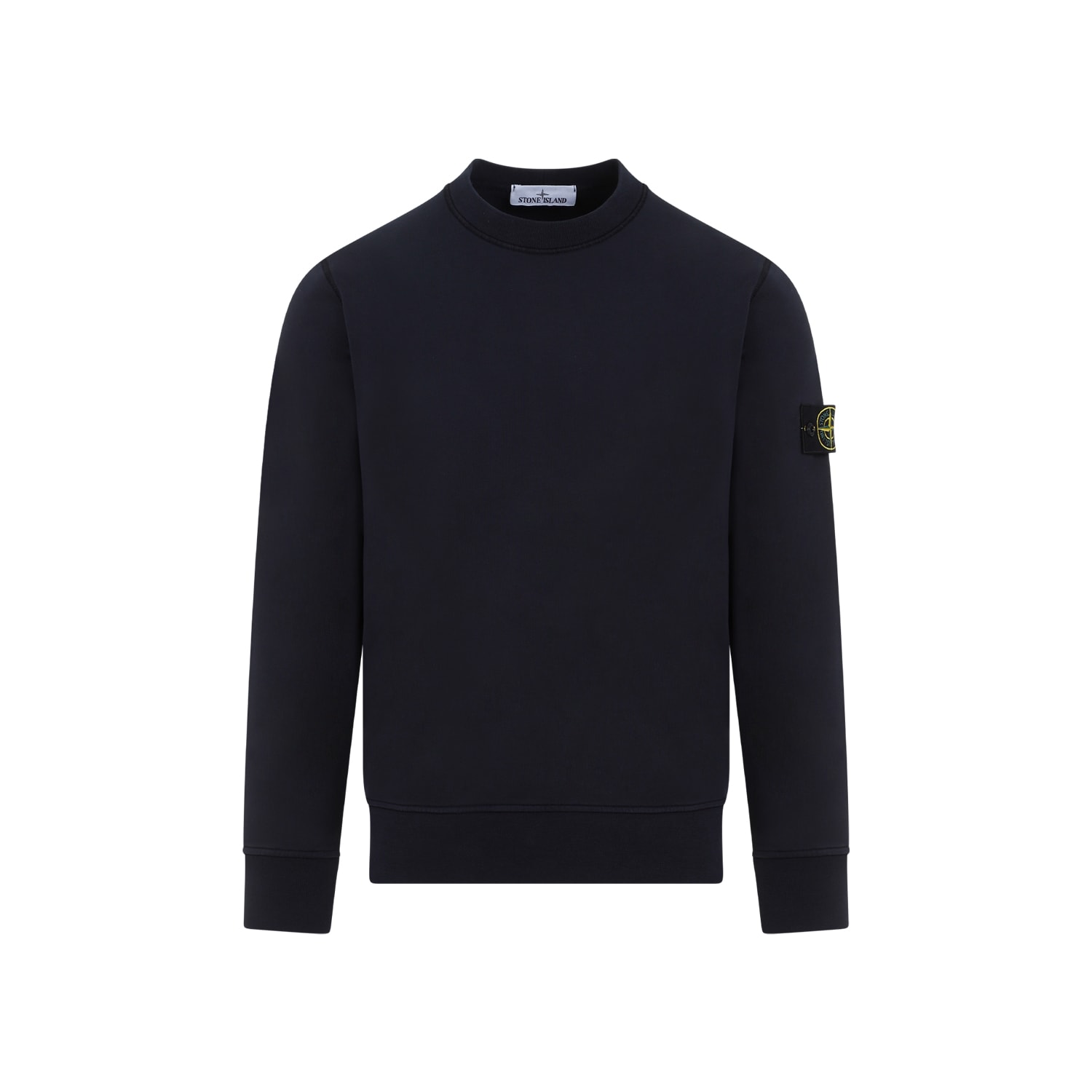 Shop Stone Island Compass Patch Crewneck Sweatshirt In Blue