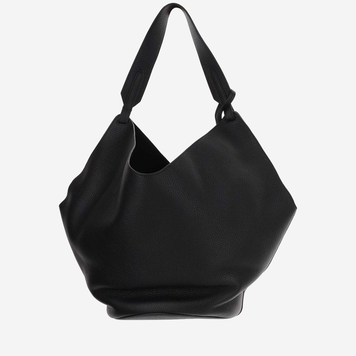 Khaite Medium Lotus Leather Tote In Black