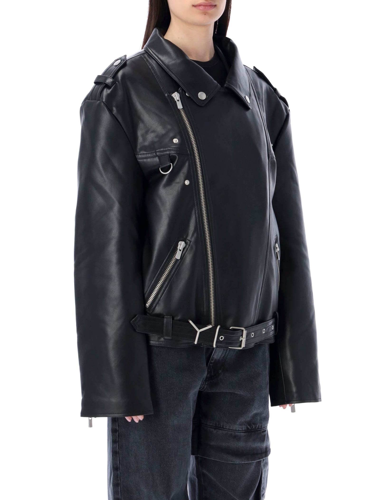 Y/project Twisted Lapel Biker Jacket In Black | ModeSens