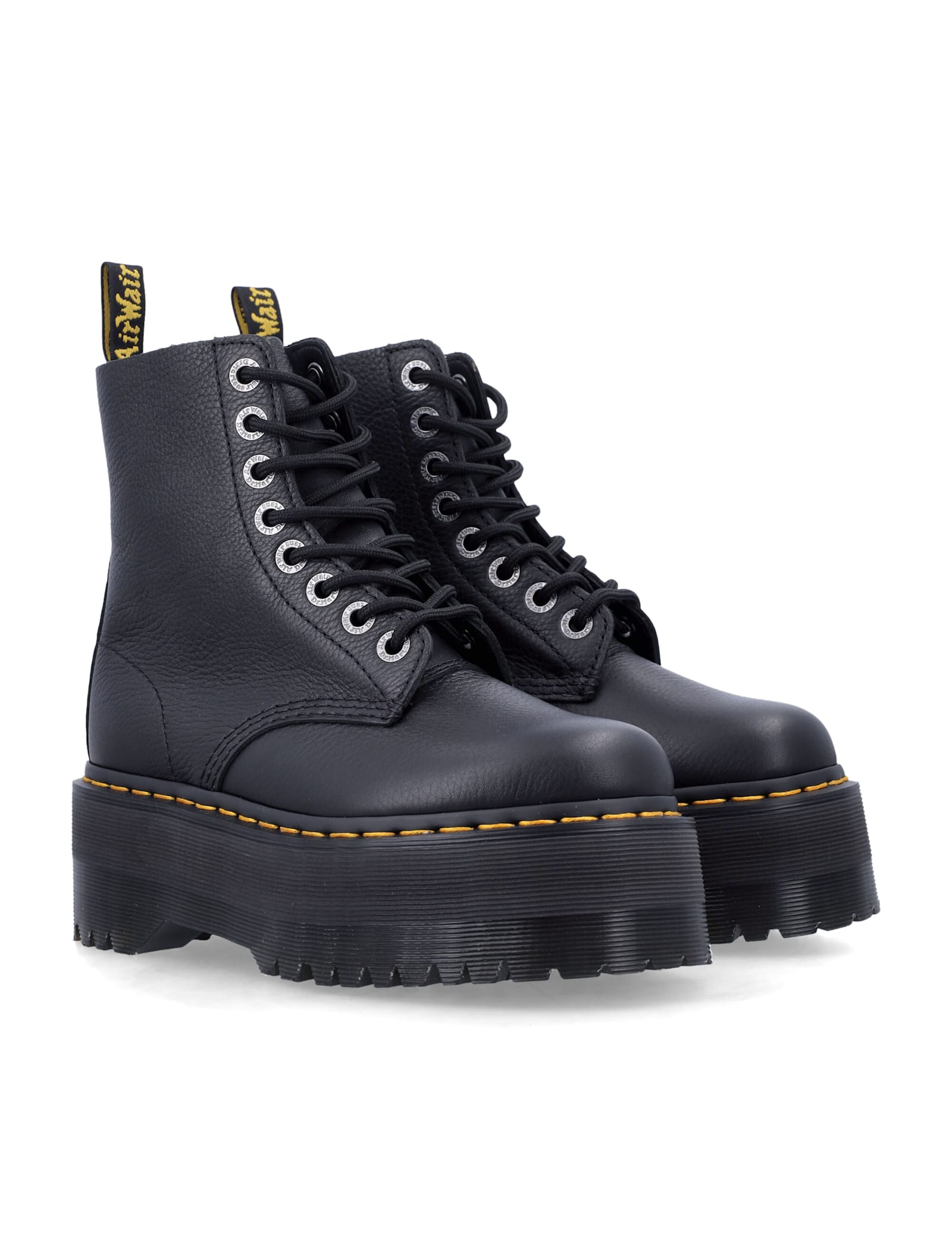 Dr. Martens 1460 Pascal Max Black Leather Platform Boots In Black