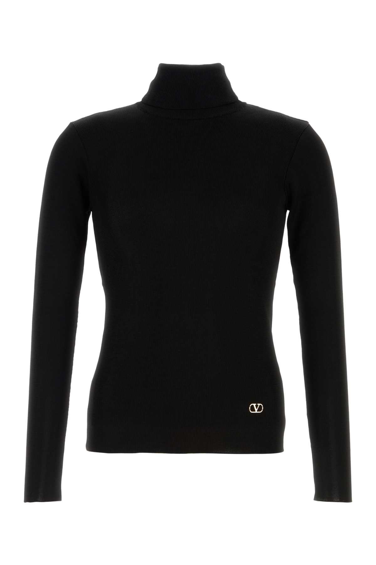 Valentino Turtleneck Long-sleeve Knit Sweater In Black