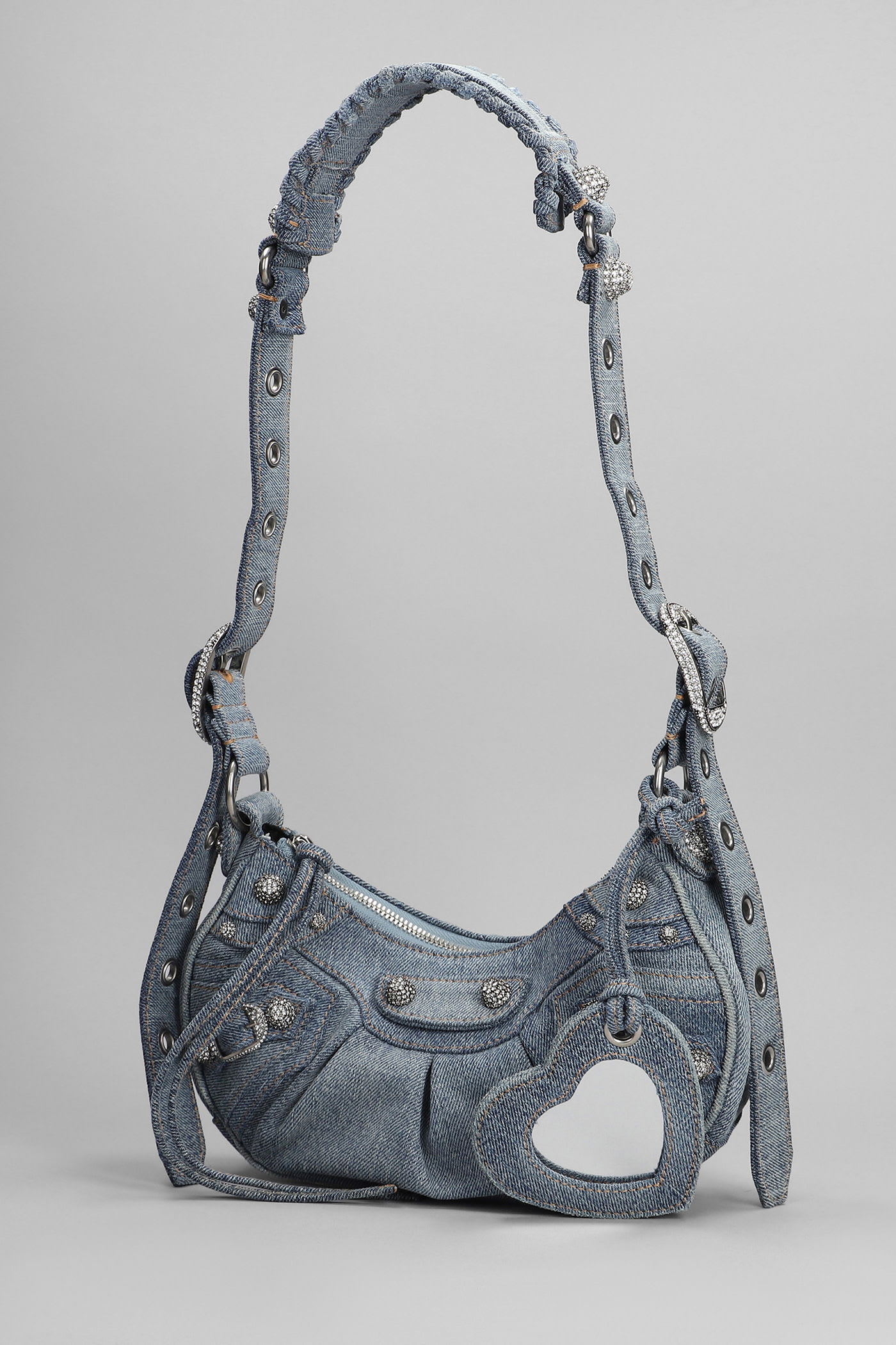 Balenciaga Le Cagole Xs Shoulder Bag In Blue Cotton In Blue