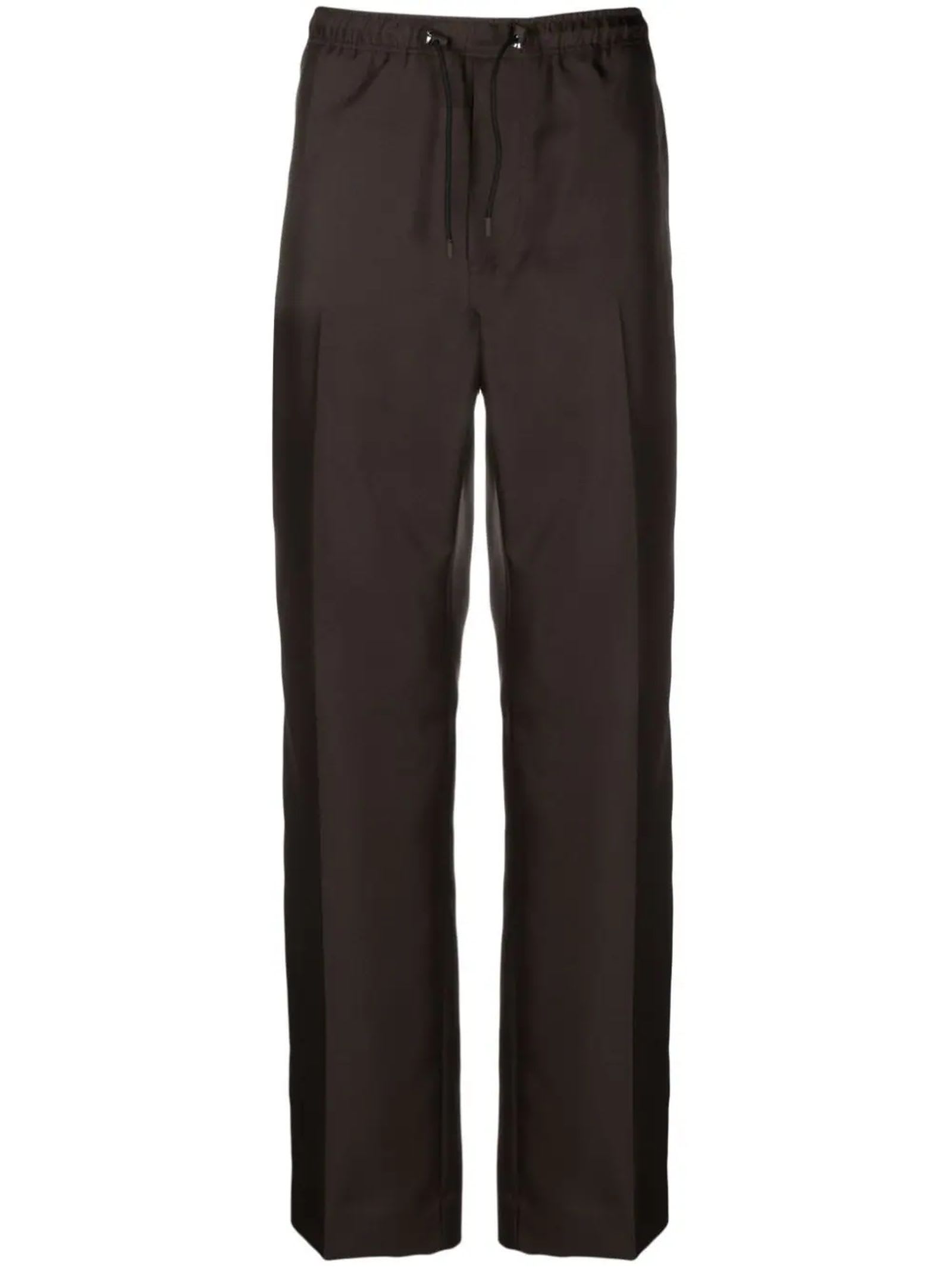 Shop Lanvin Coffee Brown Cotton Blend Trousers In Expresso
