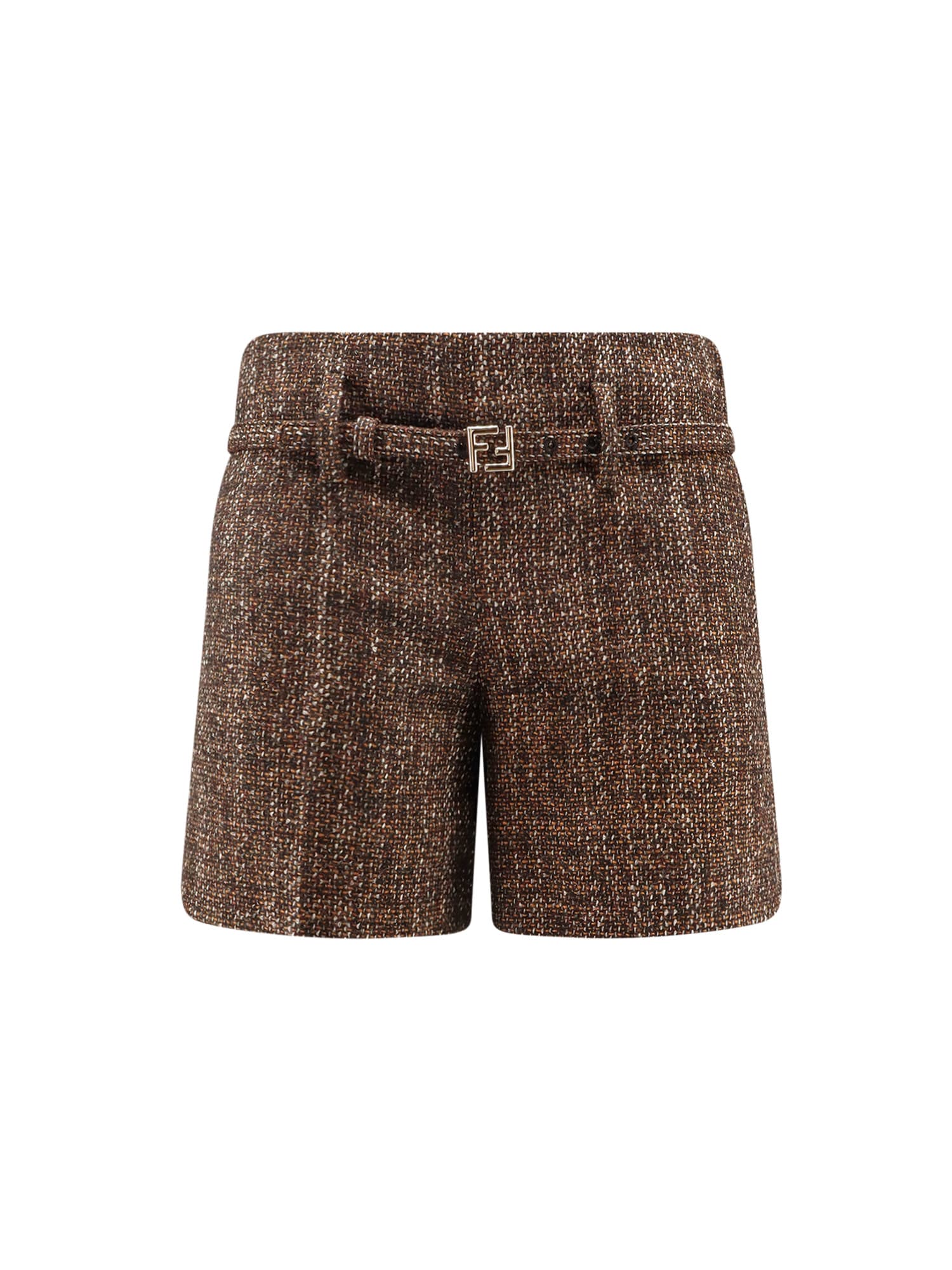 Fendi Women Alpaca And Wool Shorts In Brown