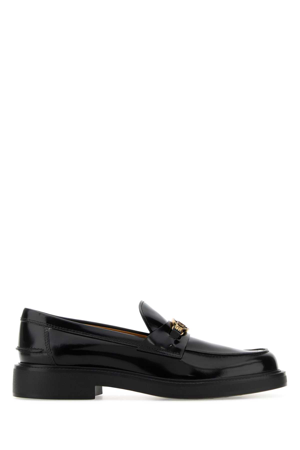 Shop Tod's Black Leather Loafers In B999