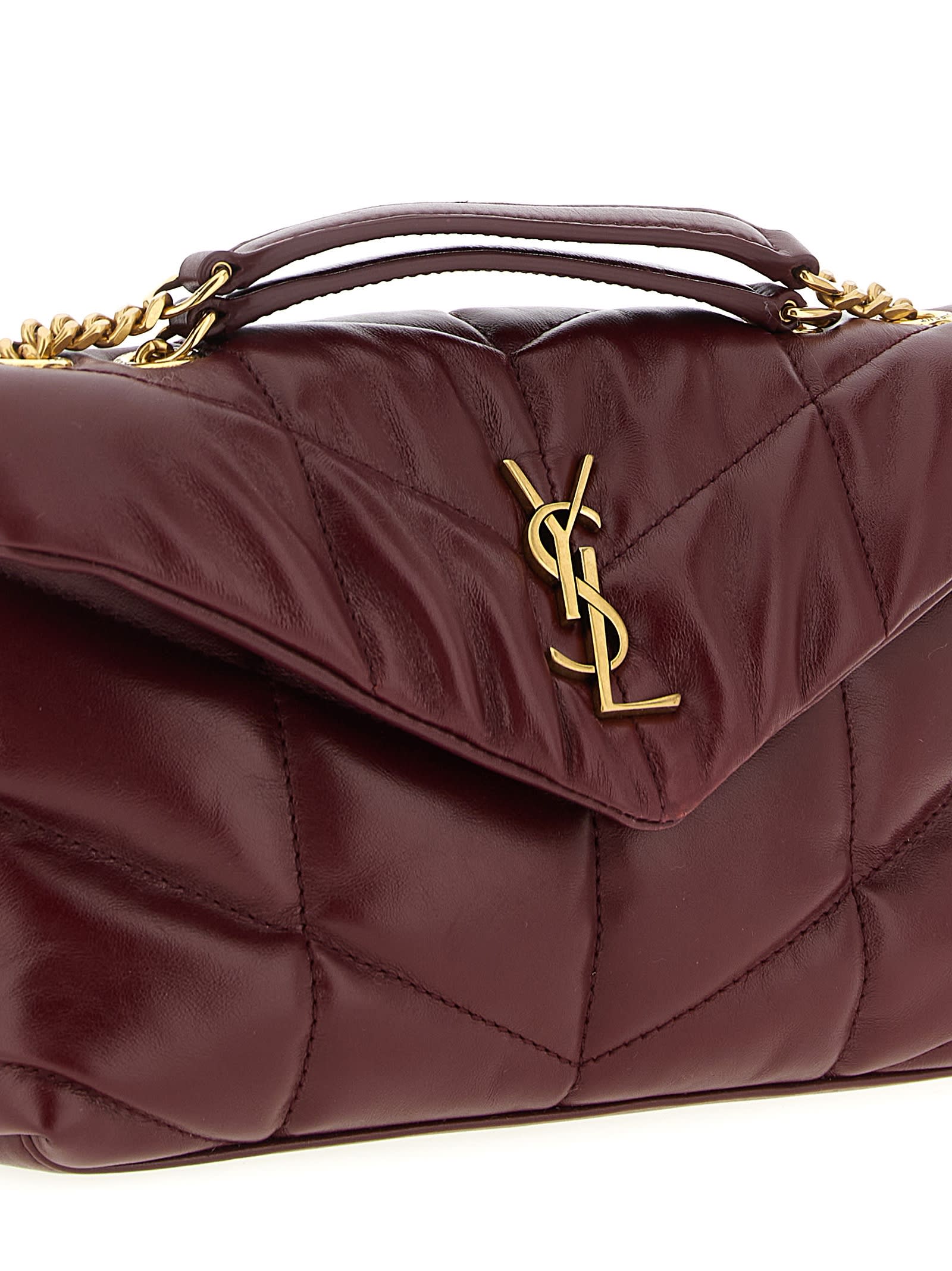 Saint Laurent Loulou Puffer Toy Shoulder Bag In Burgundy